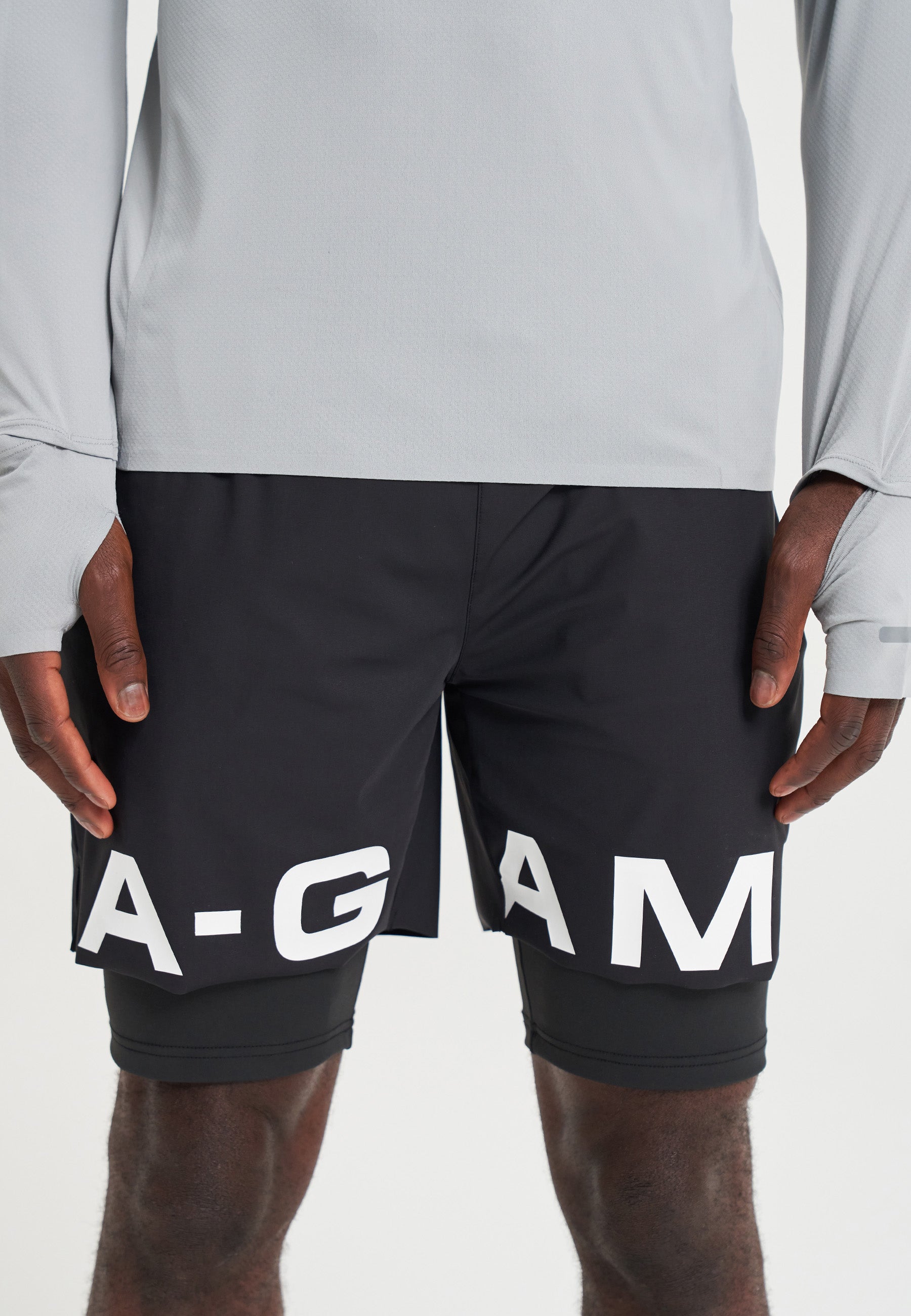 Pantaloncini da allenamento 2 in 1 A-Game da uomo - neri