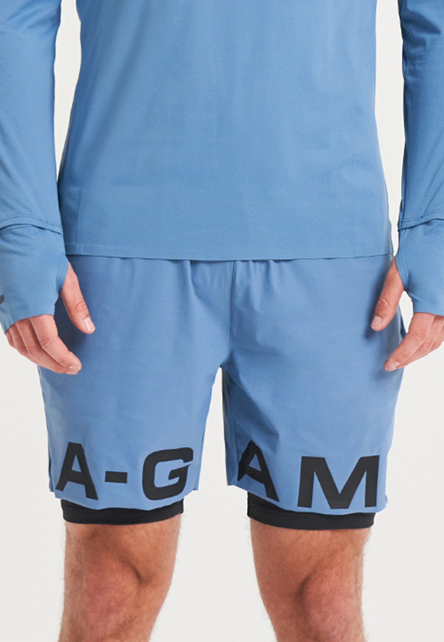 SHORT D'ENTRAÎNEMENT 2 EN 1 A-GAME POUR HOMMES - BLEU OCÉAN