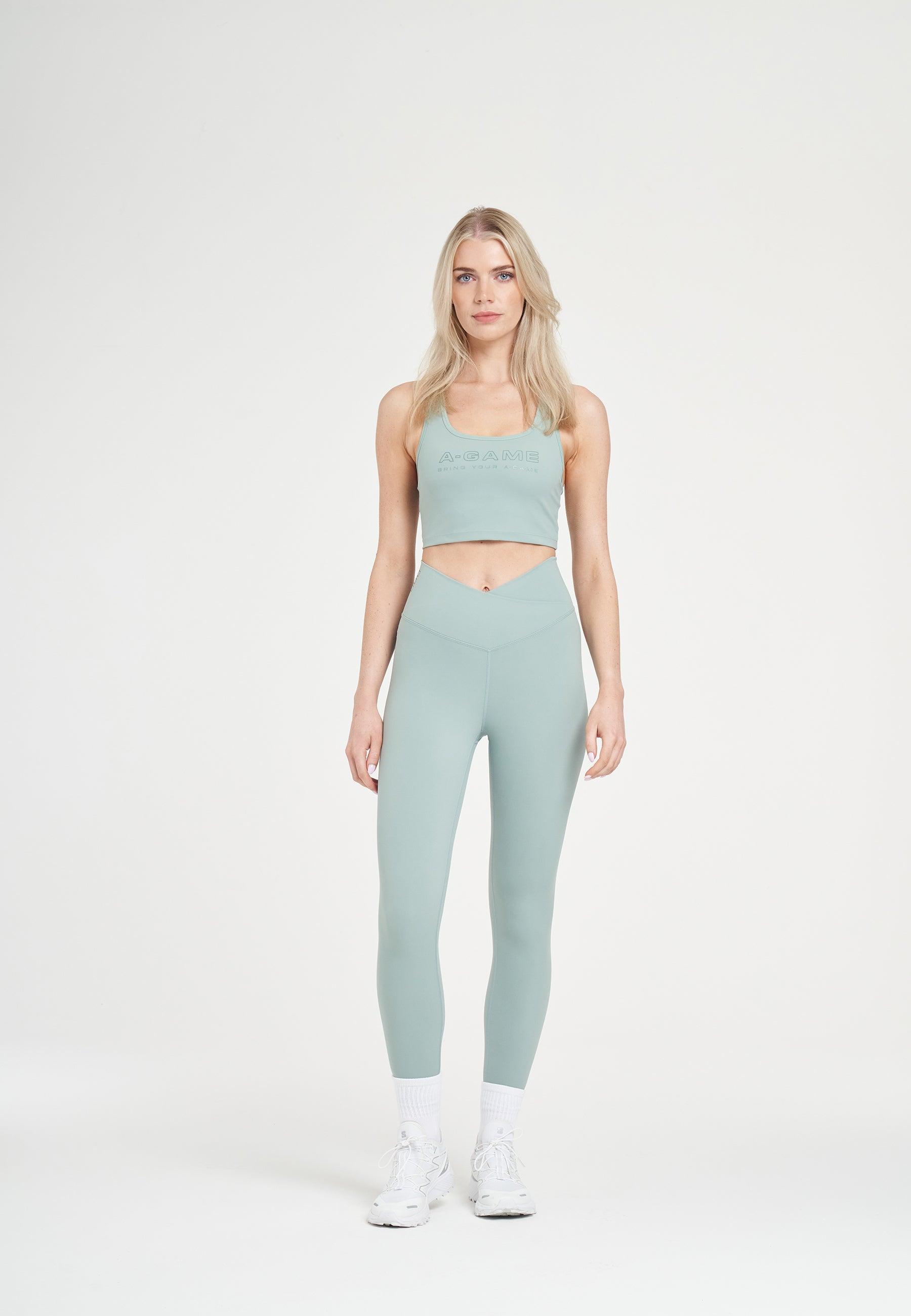 WOMENS A-GAME WRAPPED YOGA LEGGINGS - SAGE GREEN