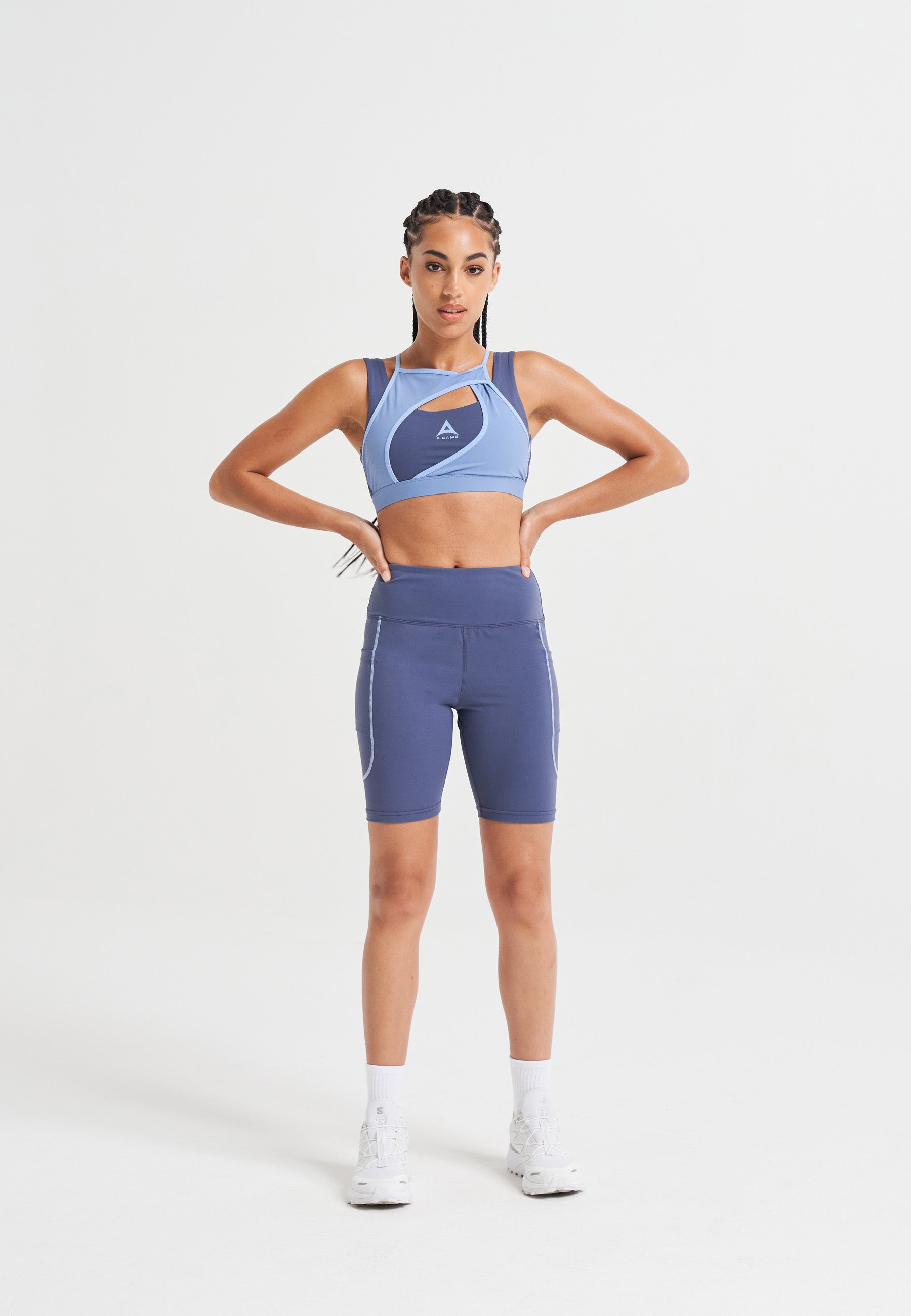 SOUTIEN-GORGE DE SPORT SUPERPOSÉ A-GAME POUR FEMME - BLEU COURONNE/OPEN AIR