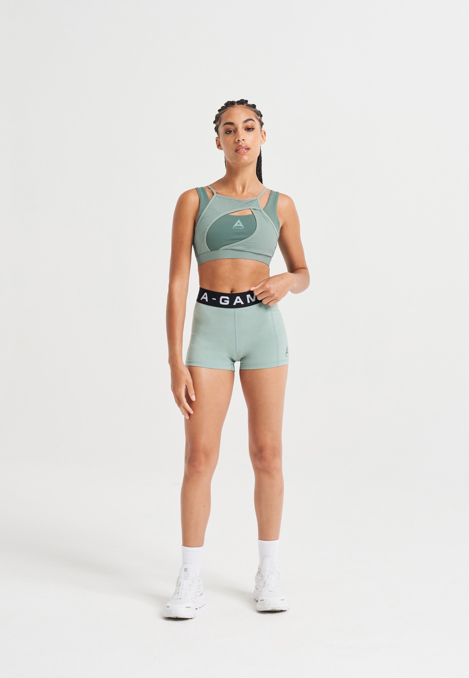 SOUTIEN-GORGE DE SPORT SUPERPOSÉ A-GAME POUR FEMME - VERT MENTHE/VERT FONCÉ