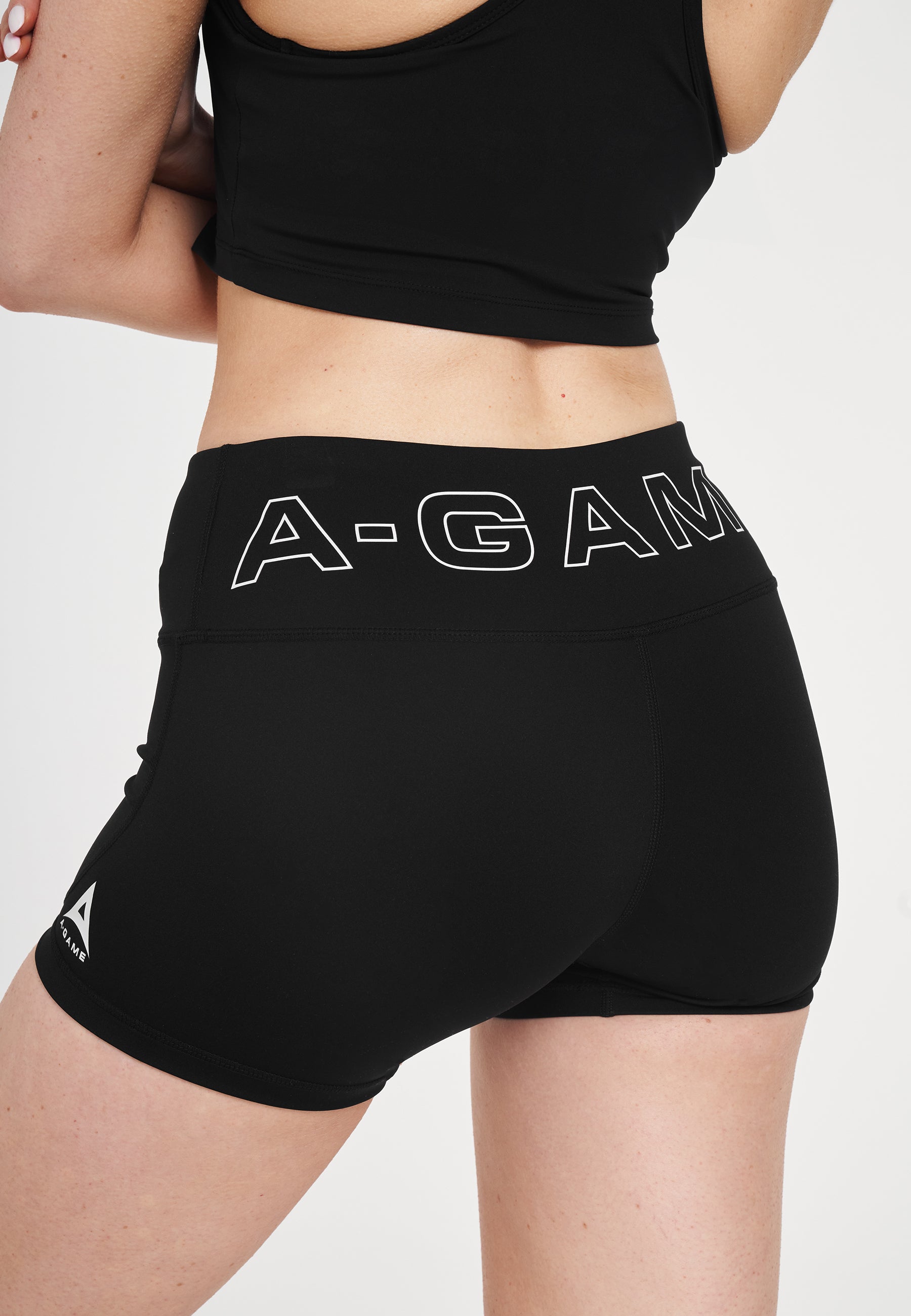 Mini pantaloncini da allenamento con logo A-Game da donna - neri