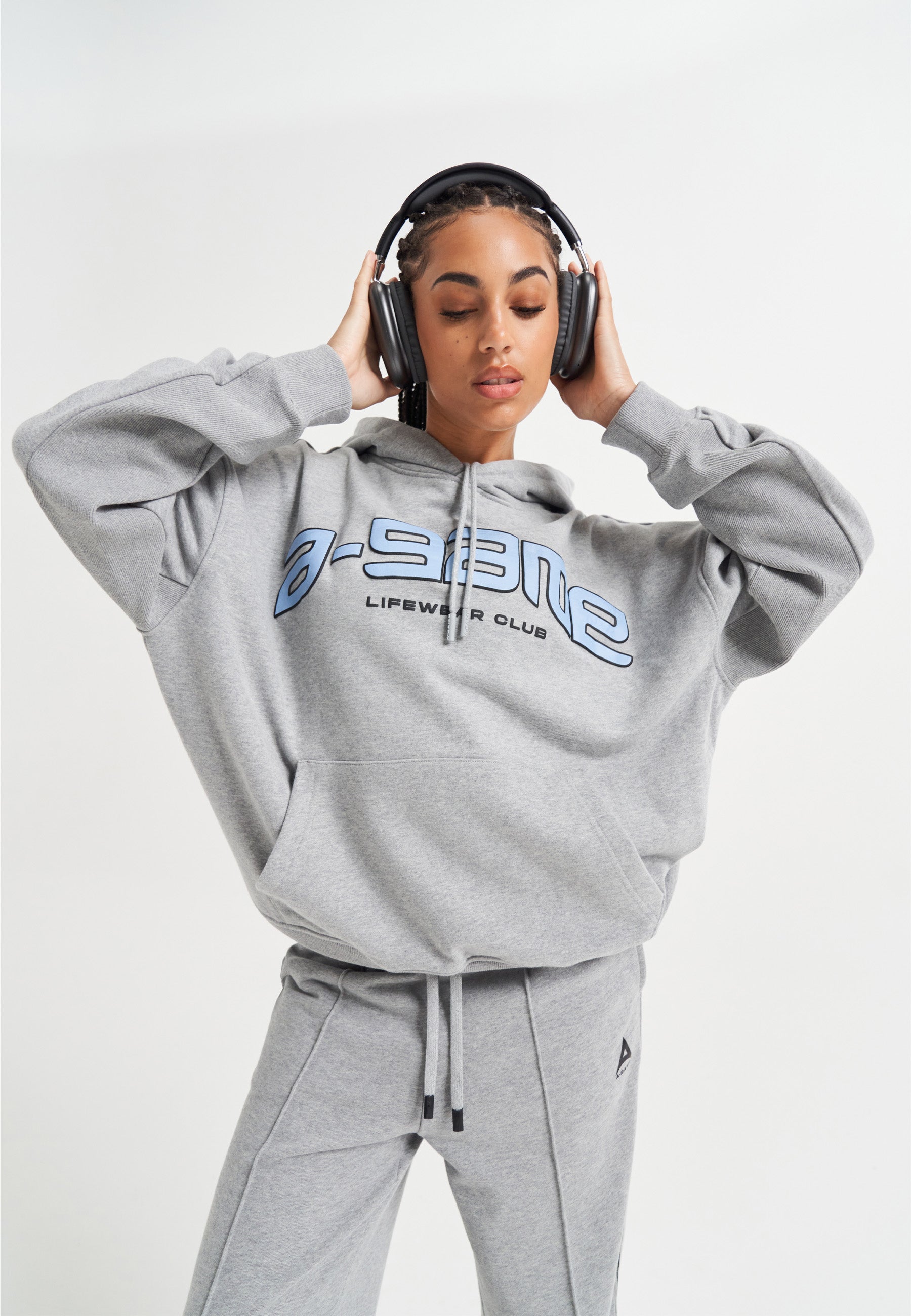 SWEAT À CAPUCHE GRAPHIQUE A-GAME ROTATE LOGO POUR FEMME - GRIS CHINÉ