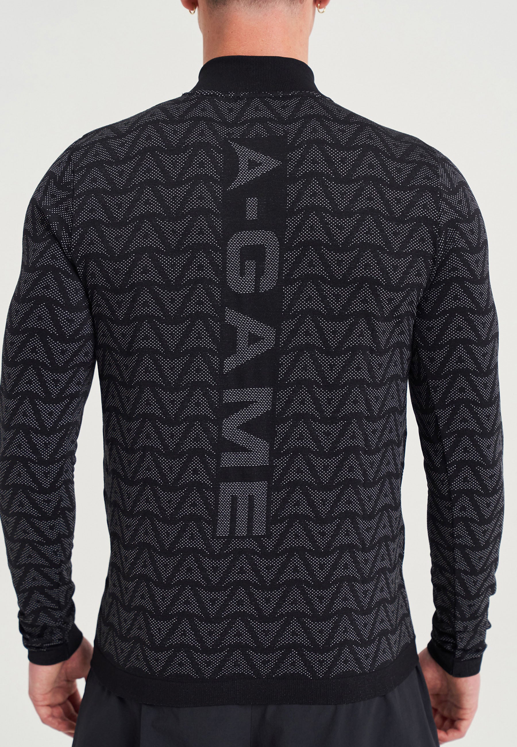 HAUT À MANCHES LONGUES D'ENTRAÎNEMENT AVEC LOGO SANS COUTURE A-GAME POUR HOMMES - NOIR