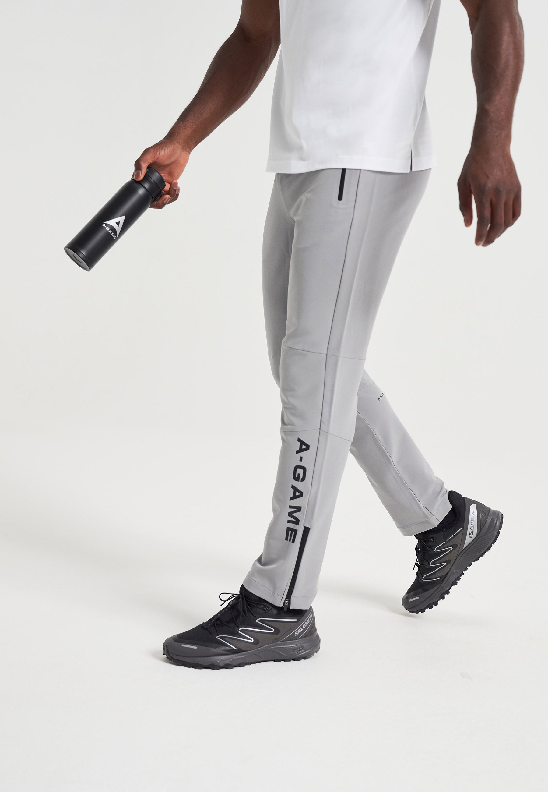 PANTALON ZIPPÉ D'ENTRAÎNEMENT A-GAME POUR HOMMES - GRIS ACIER