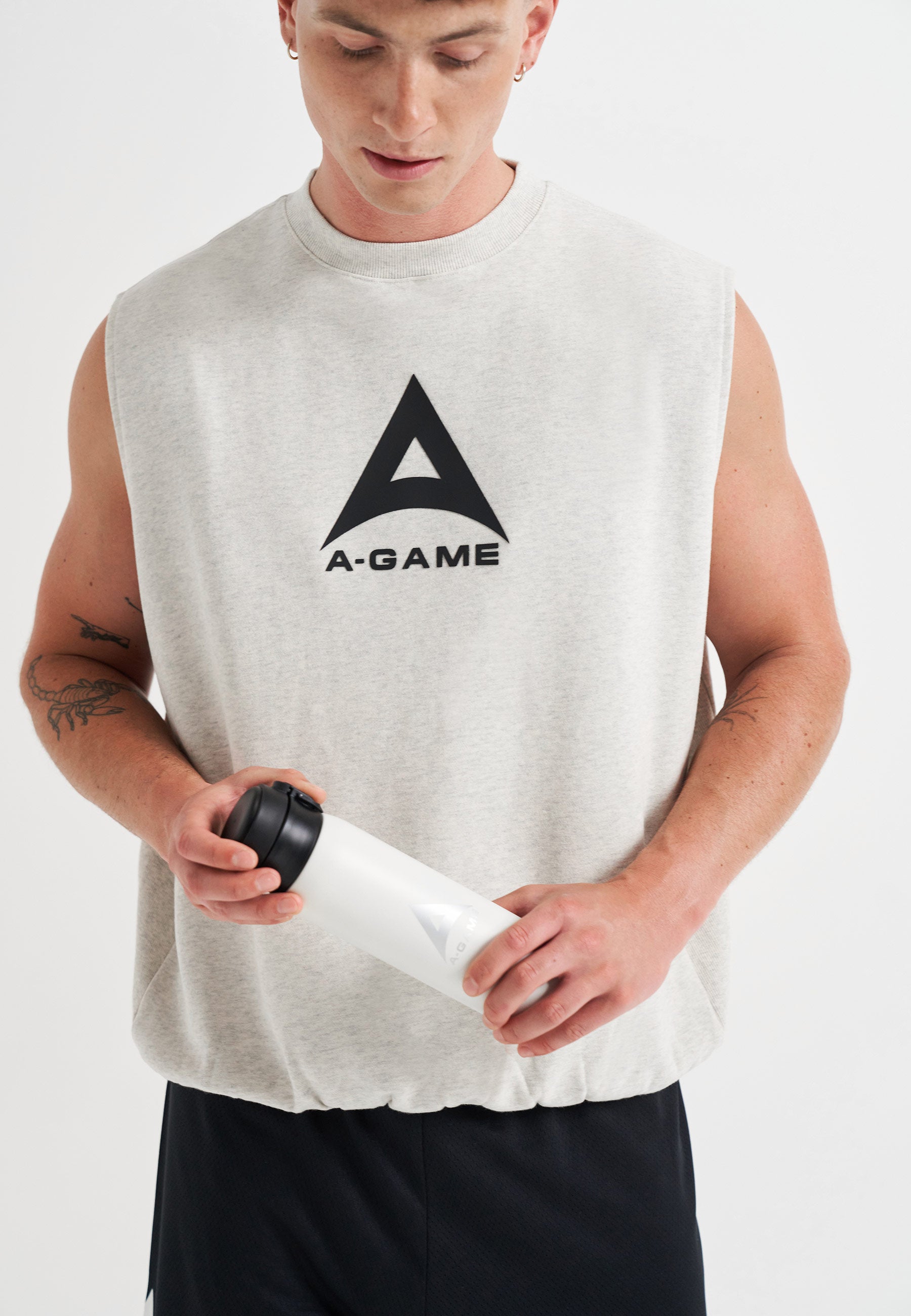 Felpa senza maniche con grafica Bring Your A-Game da uomo - Snow Marl