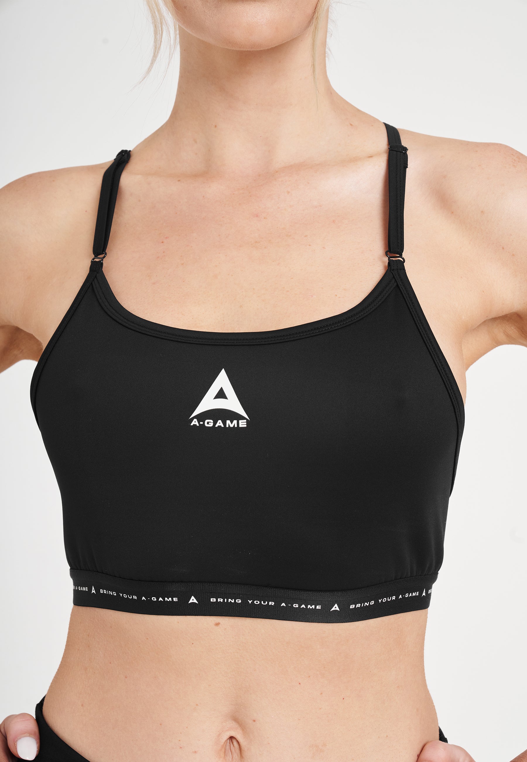 Reggiseno sportivo da yoga regolabile A-Game da donna - nero