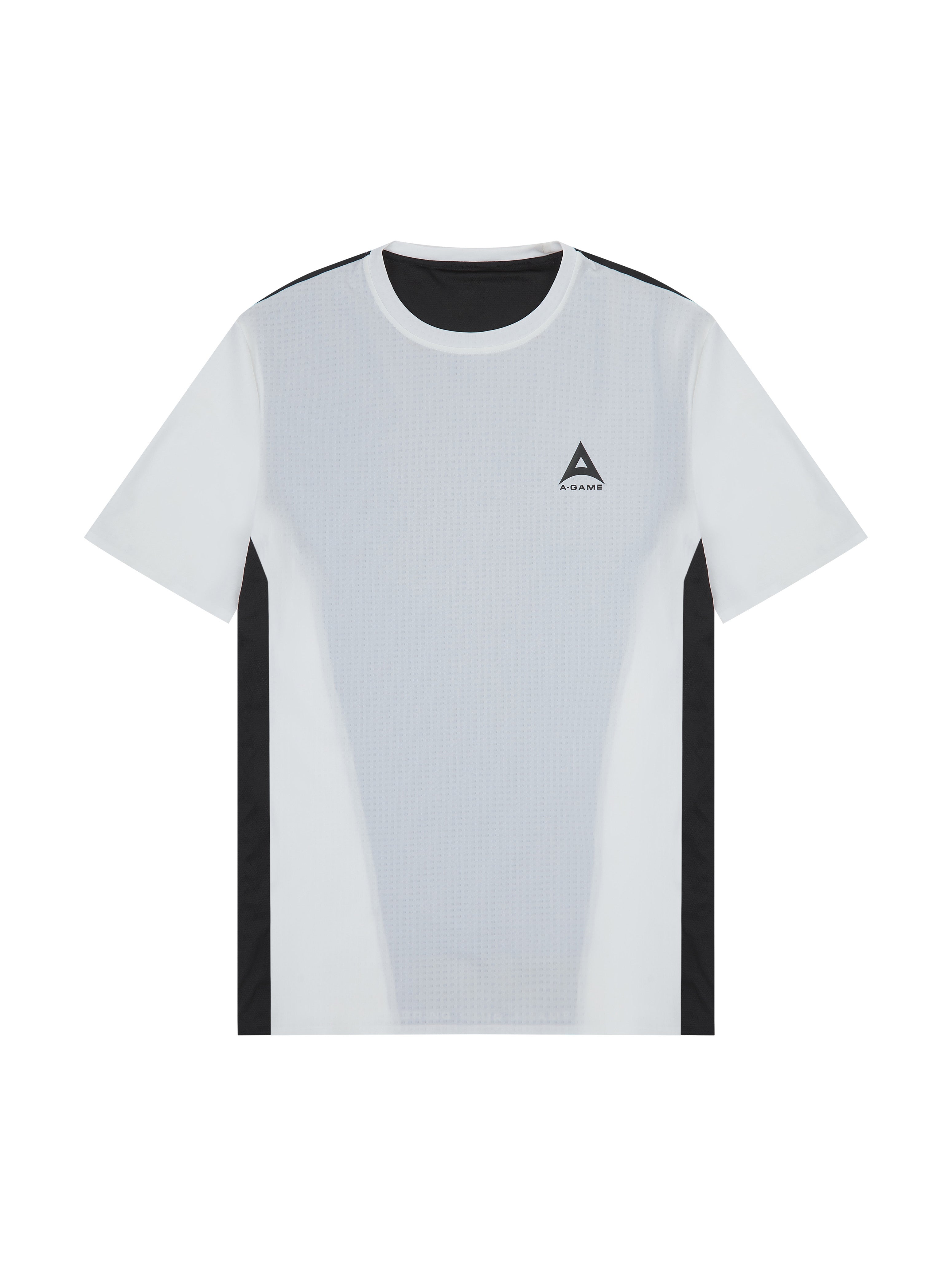 T-shirt d'entraînement à empiècements A-Game pour hommes - Blanc/Noir