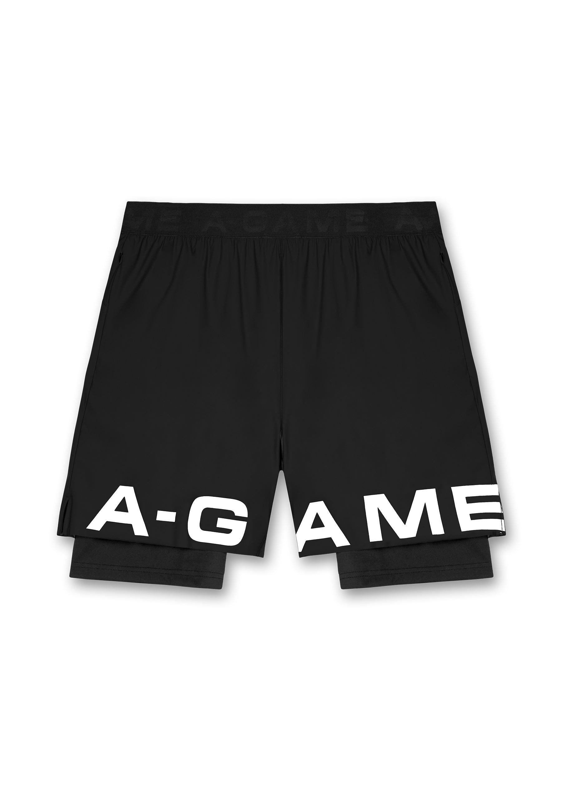 Pantaloncini da allenamento 2 in 1 A-Game da uomo - neri