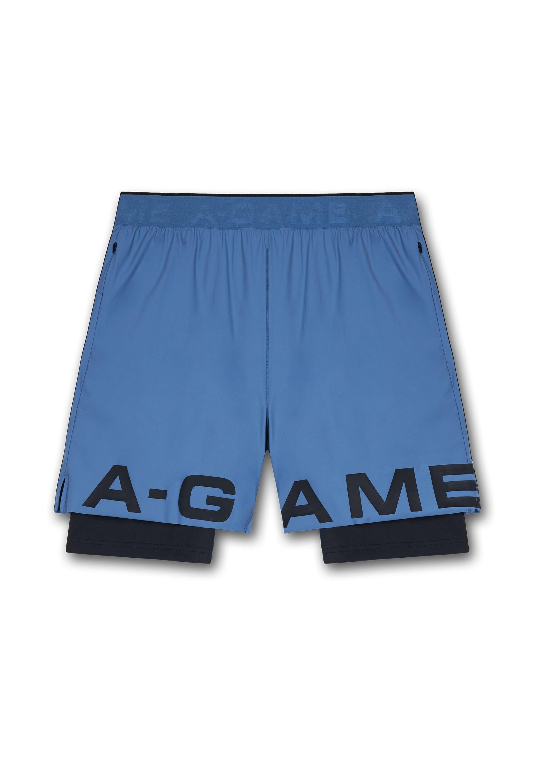SHORT D'ENTRAÎNEMENT 2 EN 1 A-GAME POUR HOMMES - BLEU OCÉAN