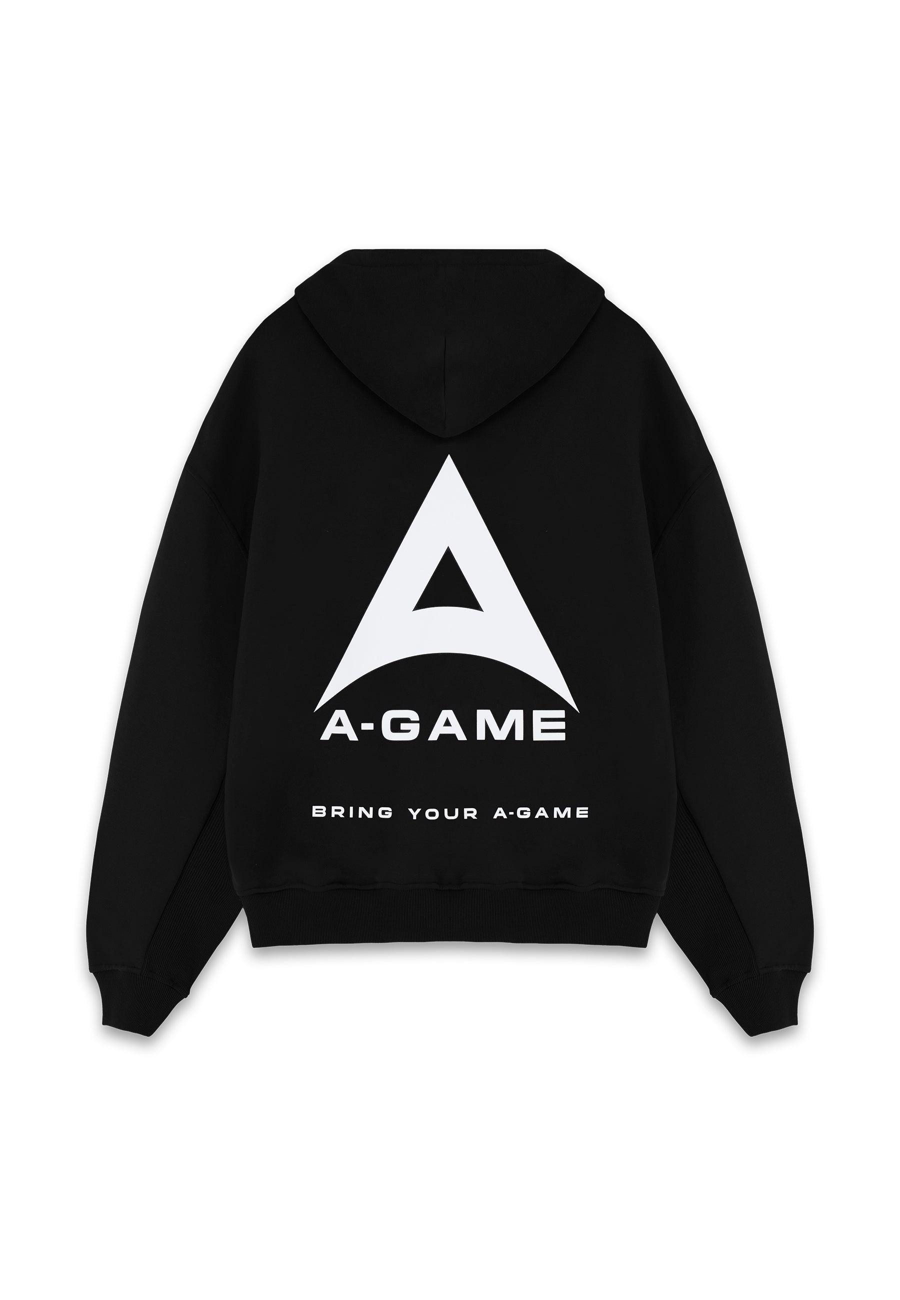 SWEAT À CAPUCHE DÉCONTRACTÉ GRAPHIQUE AVEC LOGO A-GAME POUR HOMMES - NOIR