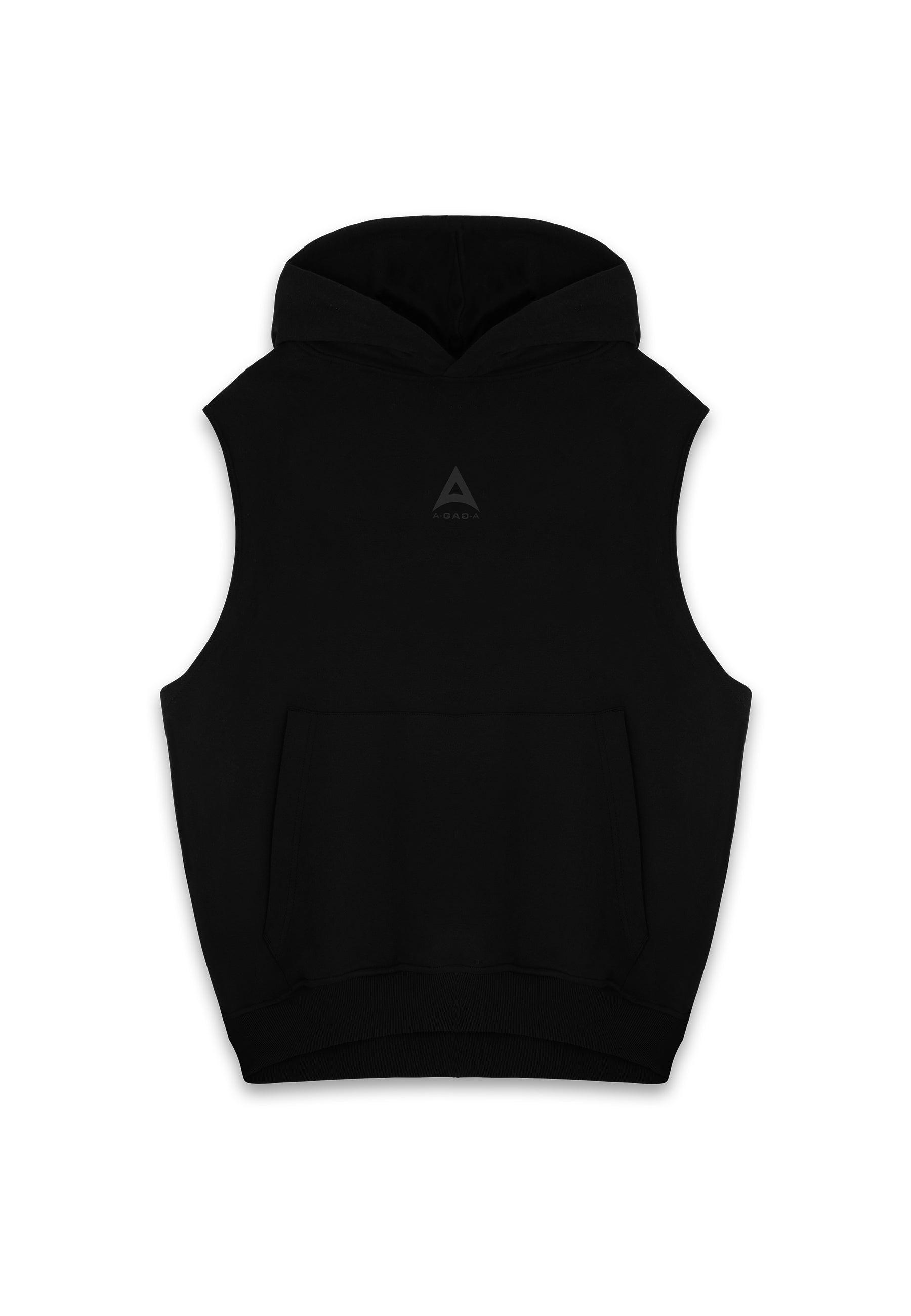 Felpa con cappuccio senza maniche grafica con logo A-Game da uomo - Nera