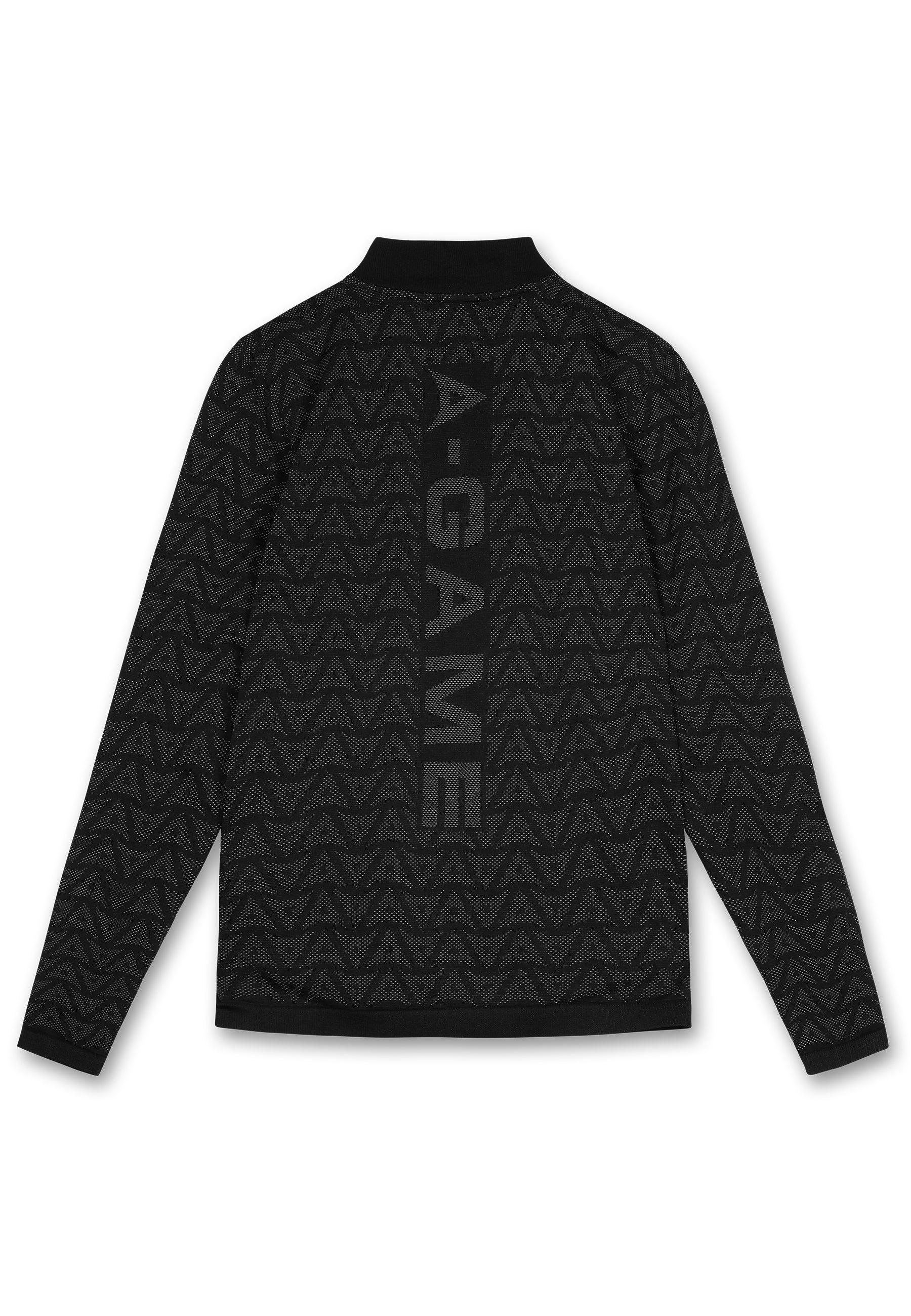 HAUT À MANCHES LONGUES D'ENTRAÎNEMENT AVEC LOGO SANS COUTURE A-GAME POUR HOMMES - NOIR