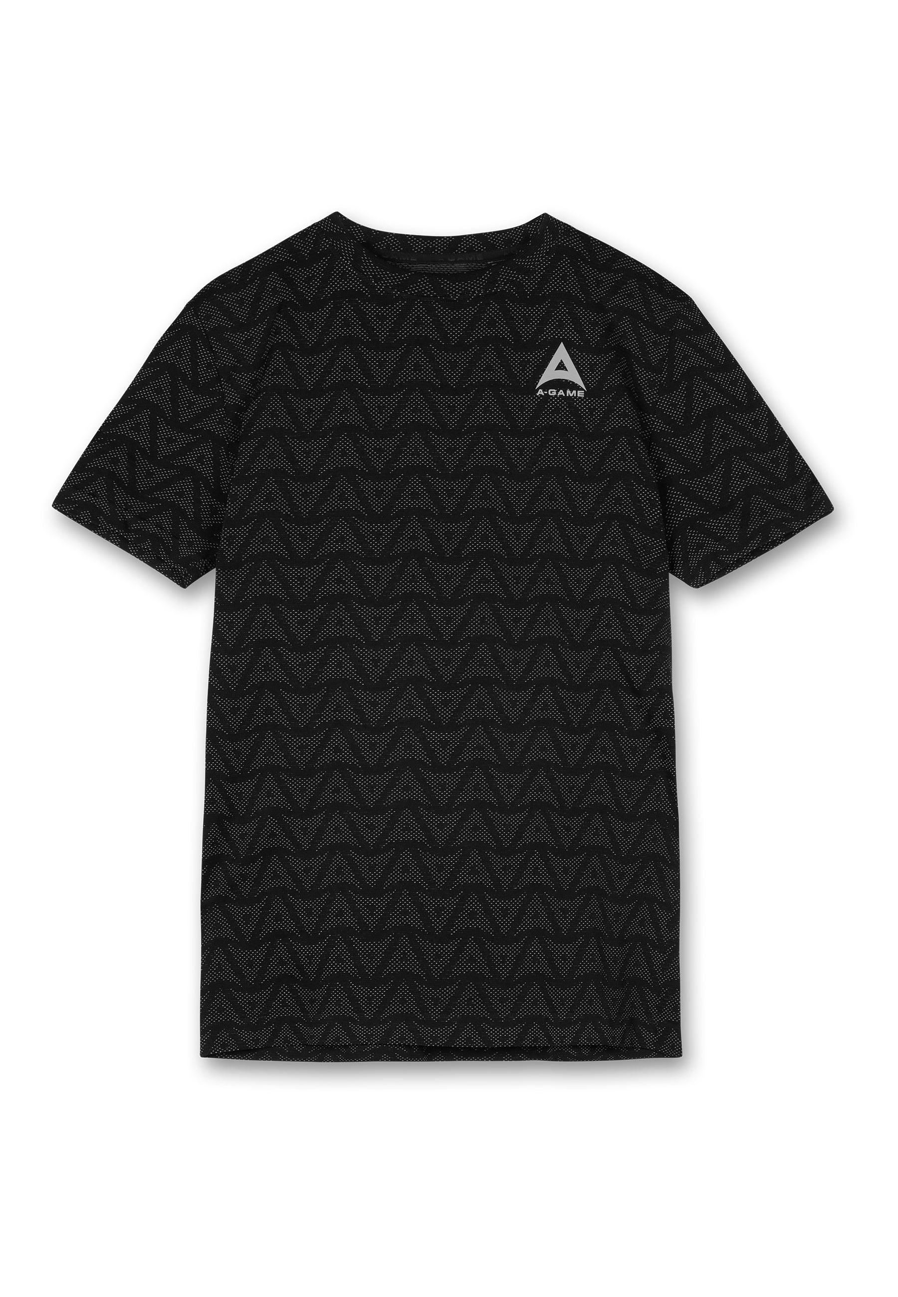 T-SHIRT AVEC LOGO D'ENTRAÎNEMENT SANS COUTURE A-GAME POUR HOMMES - NOIR