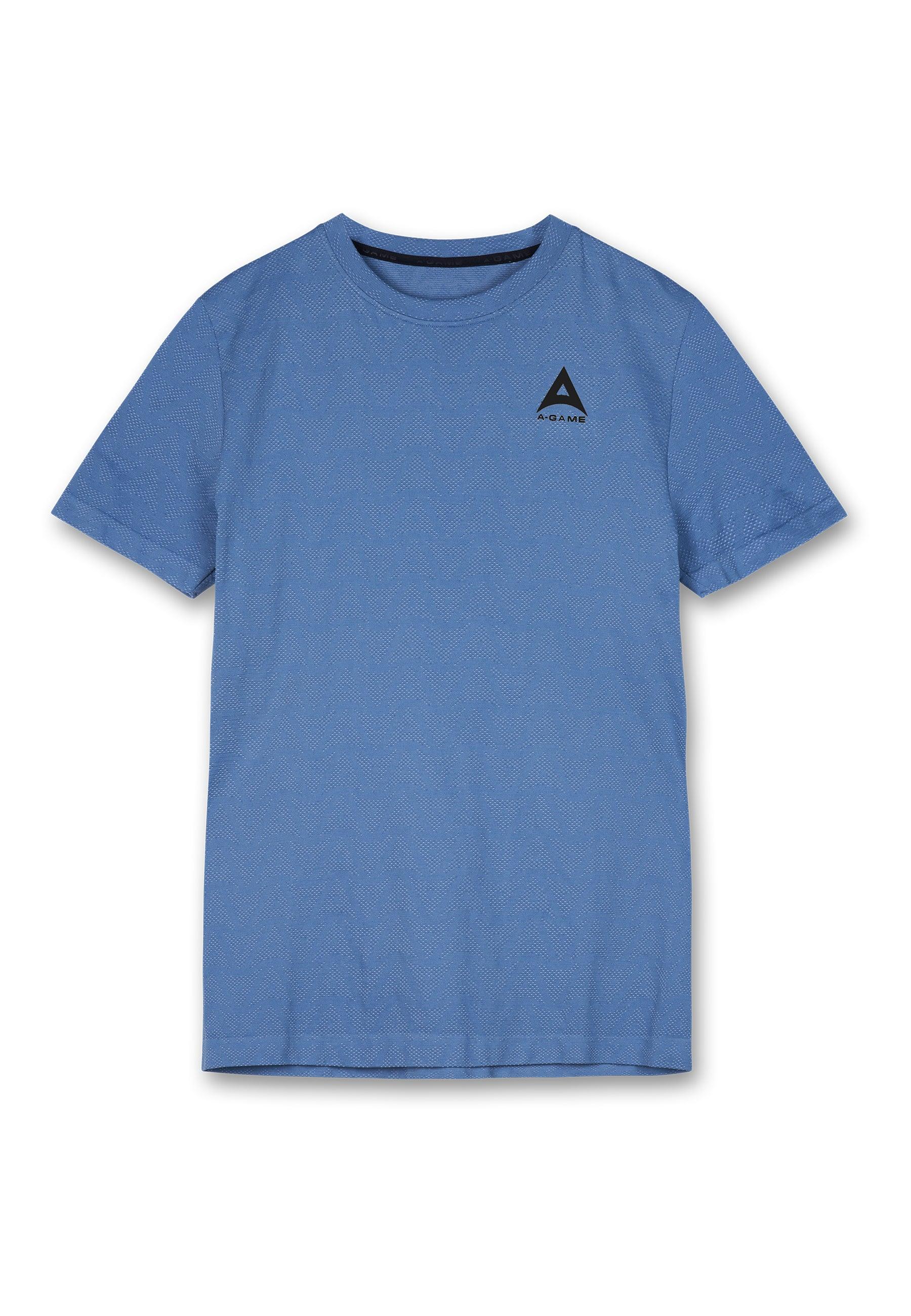T-SHIRT AVEC LOGO D'ENTRAÎNEMENT SANS COUTURE A-GAME POUR HOMMES - BLEU OCÉAN