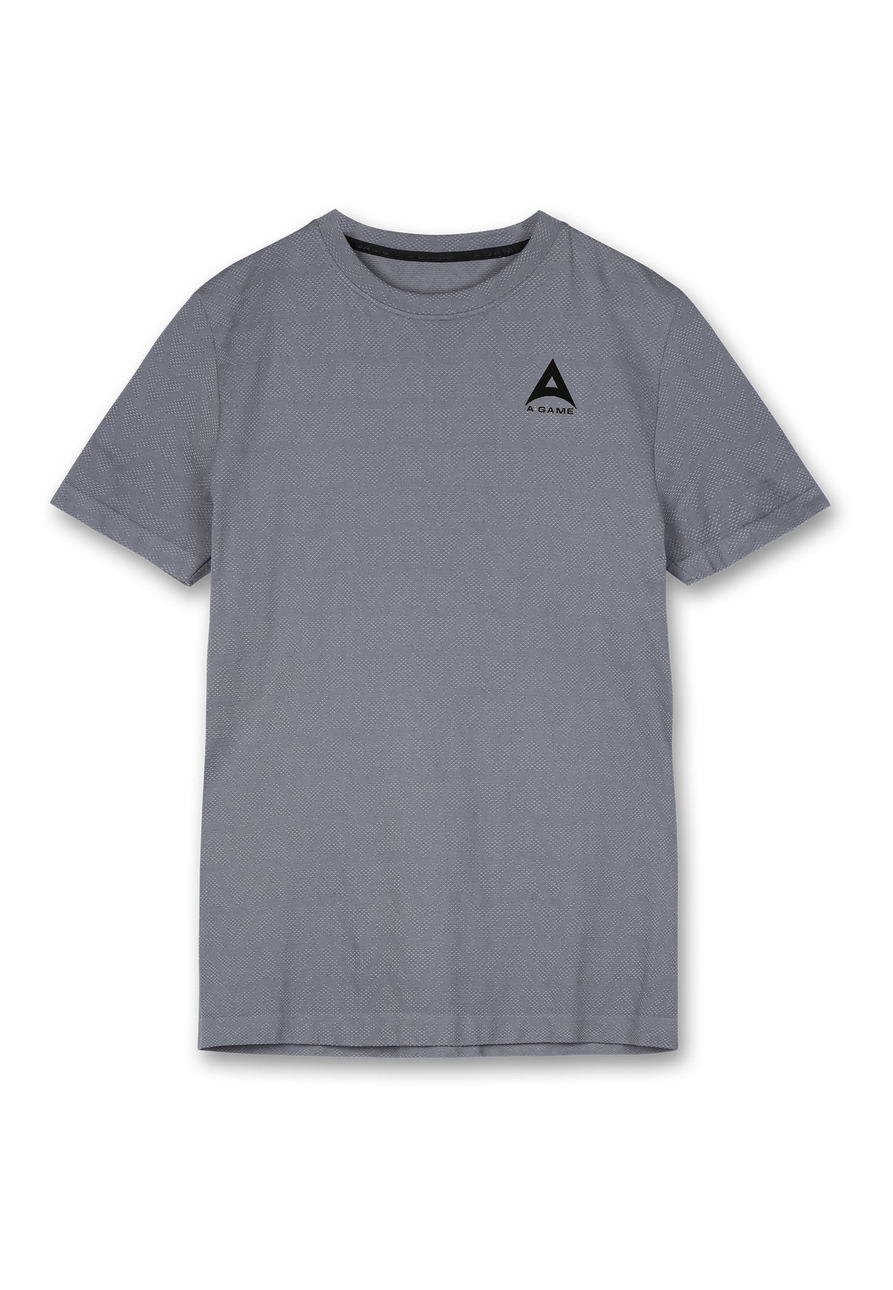 T-SHIRT AVEC LOGO D'ENTRAÎNEMENT SANS COUTURE A-GAME POUR HOMMES - GRIS ACIER