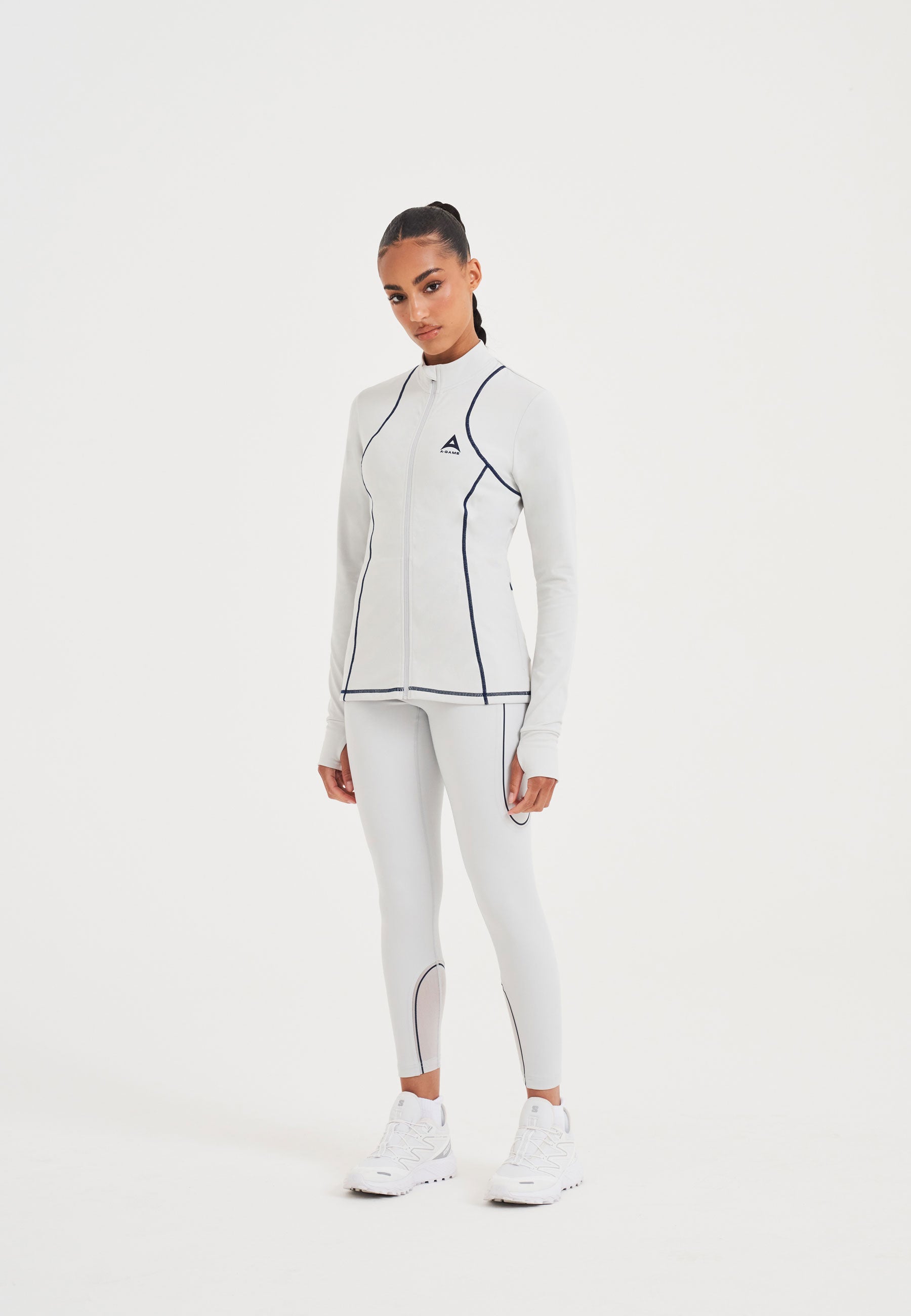 Pile termico aderente A-Game da donna - Grigio