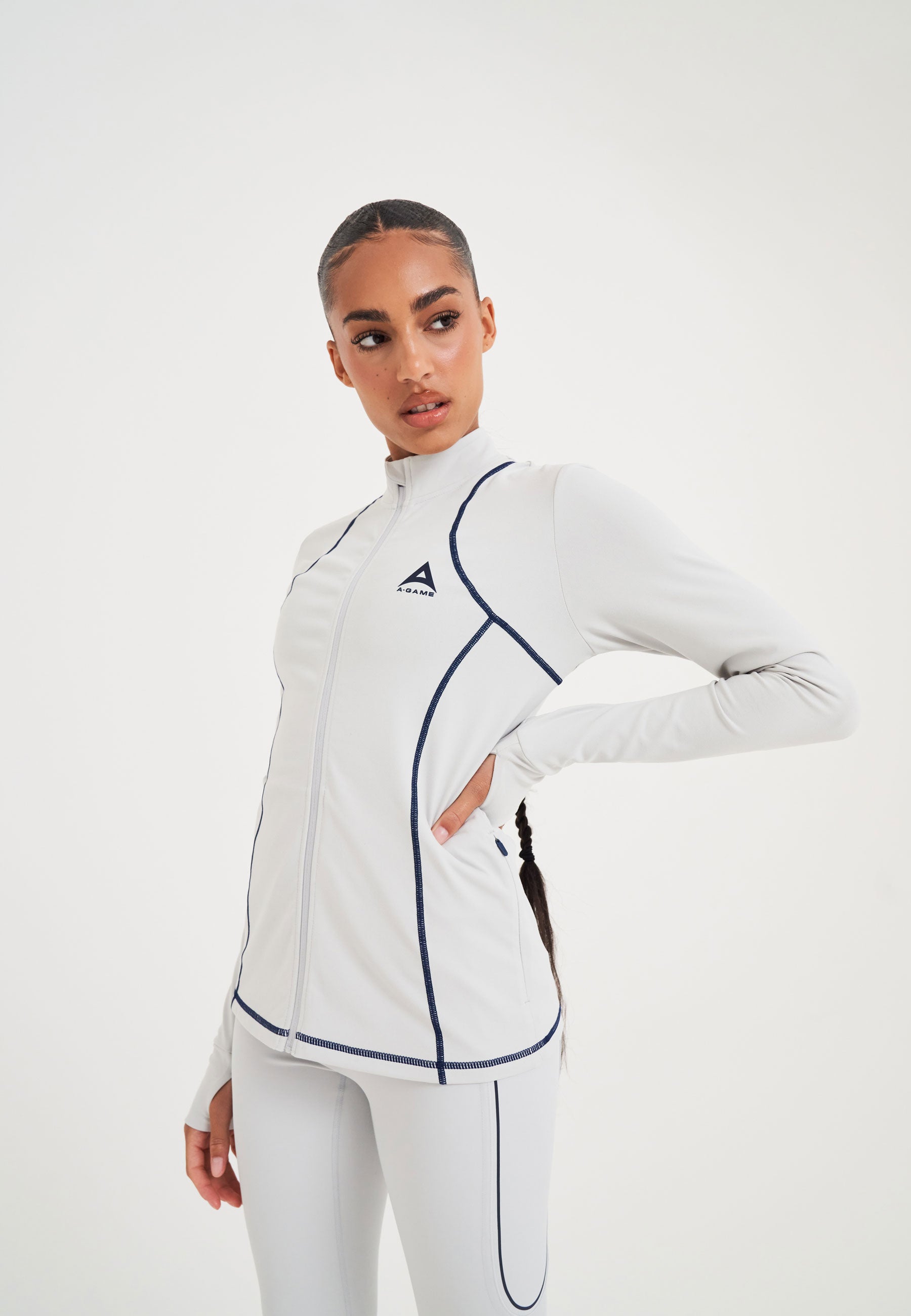Pile termico aderente A-Game da donna - Grigio