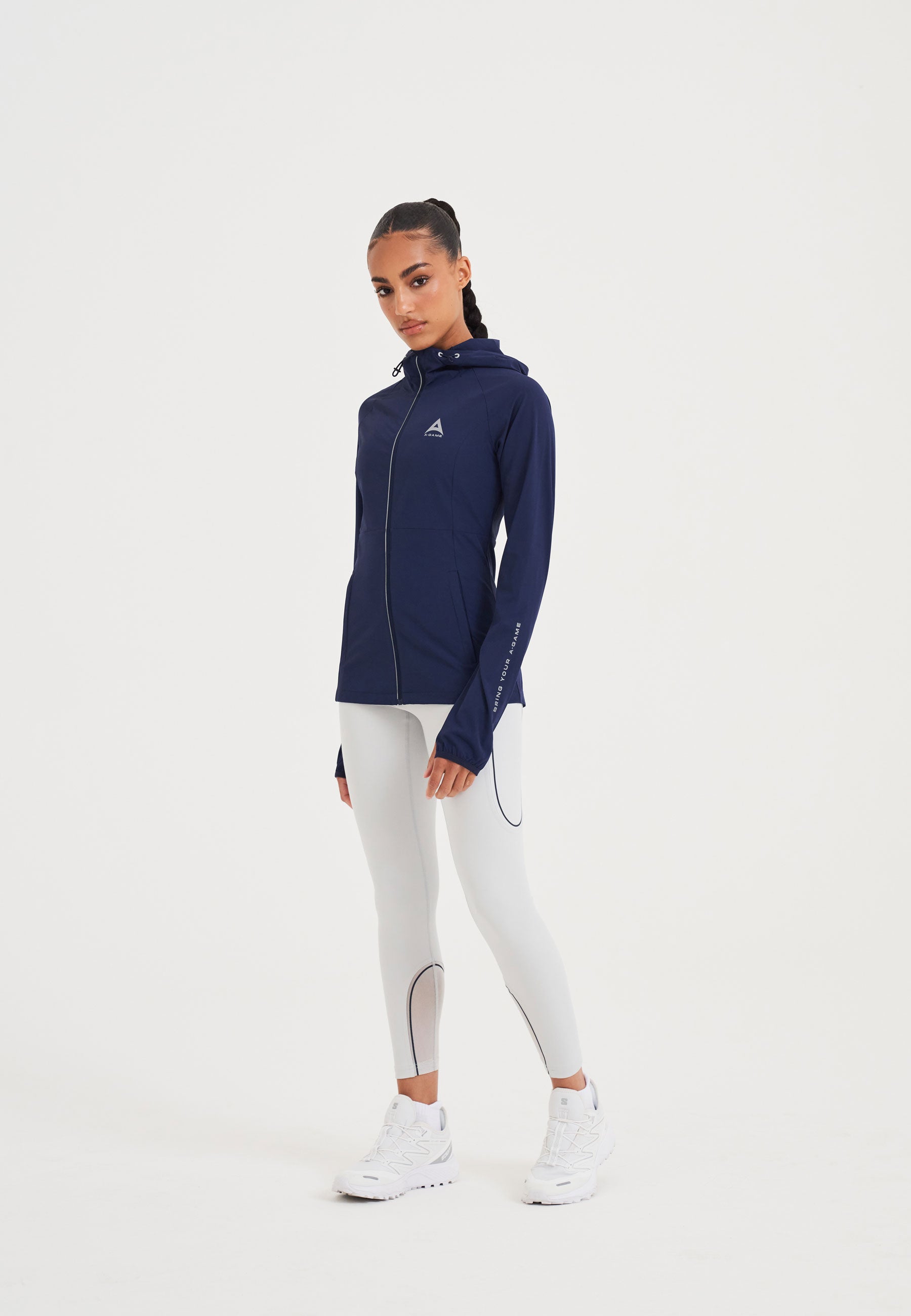 VESTE DE RUNNING AJUSTÉE LÉGÈRE A-GAME POUR FEMME - BLEU COURONNE/ARGENT