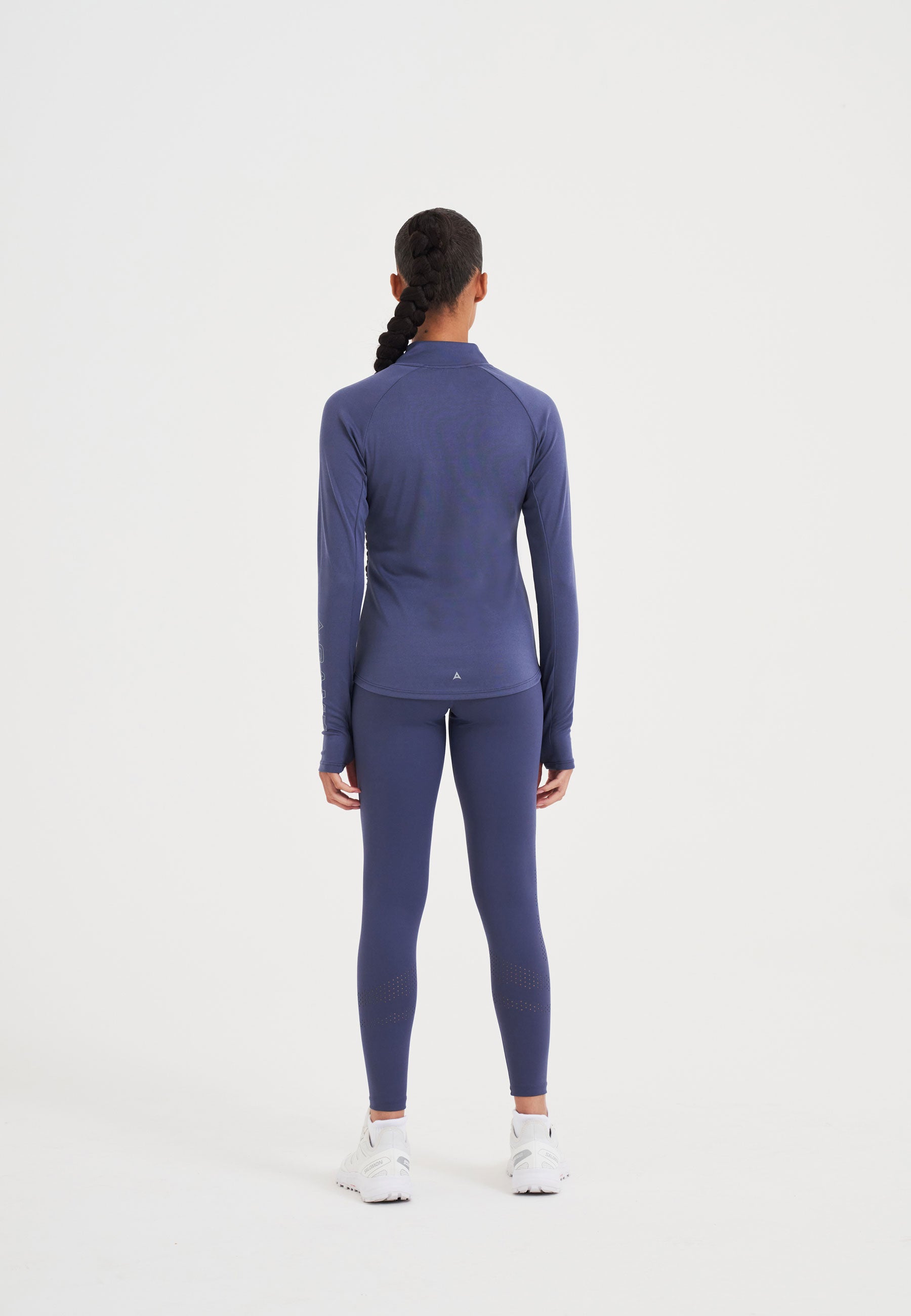 Top da allenamento aderente con zip A-Game Quarter da donna - Blu