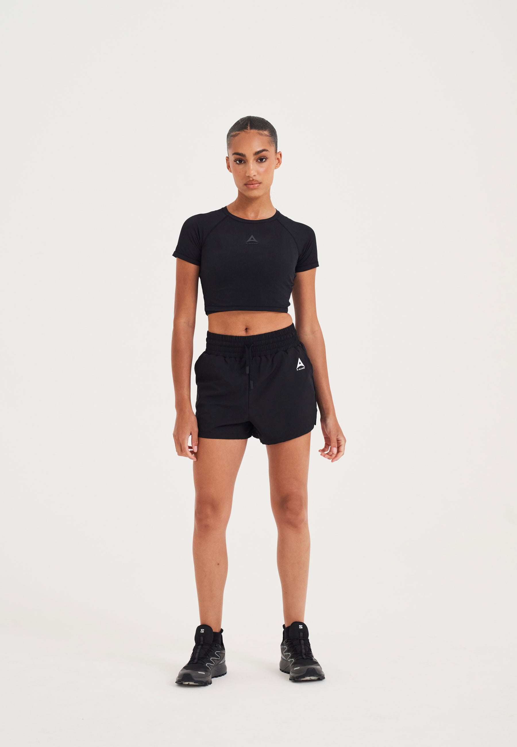 SHORT DE COUREUR D'ENTRAÎNEMENT A-GAME POUR FEMME - NOIR