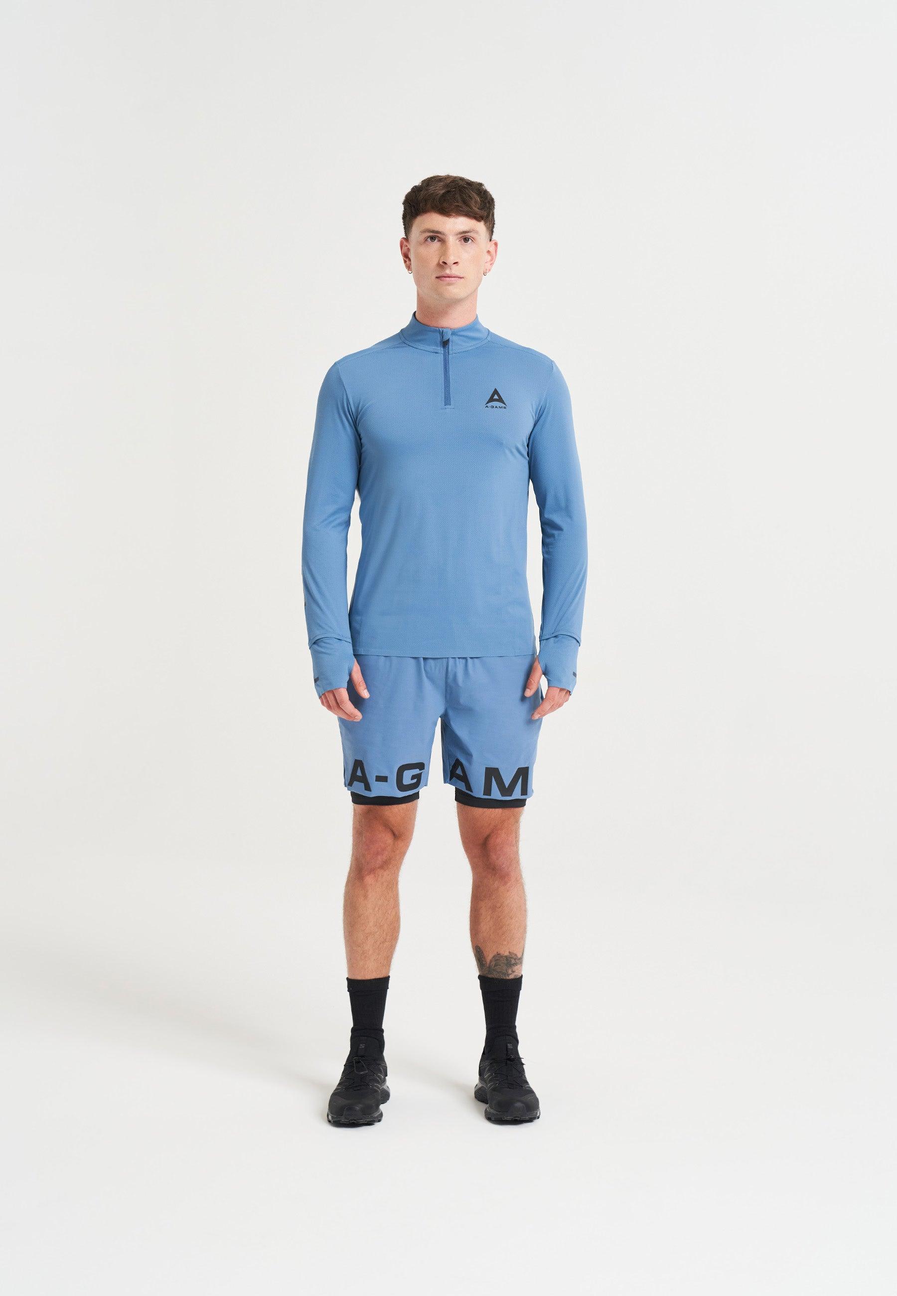 SHORT D'ENTRAÎNEMENT 2 EN 1 A-GAME POUR HOMMES - BLEU OCÉAN
