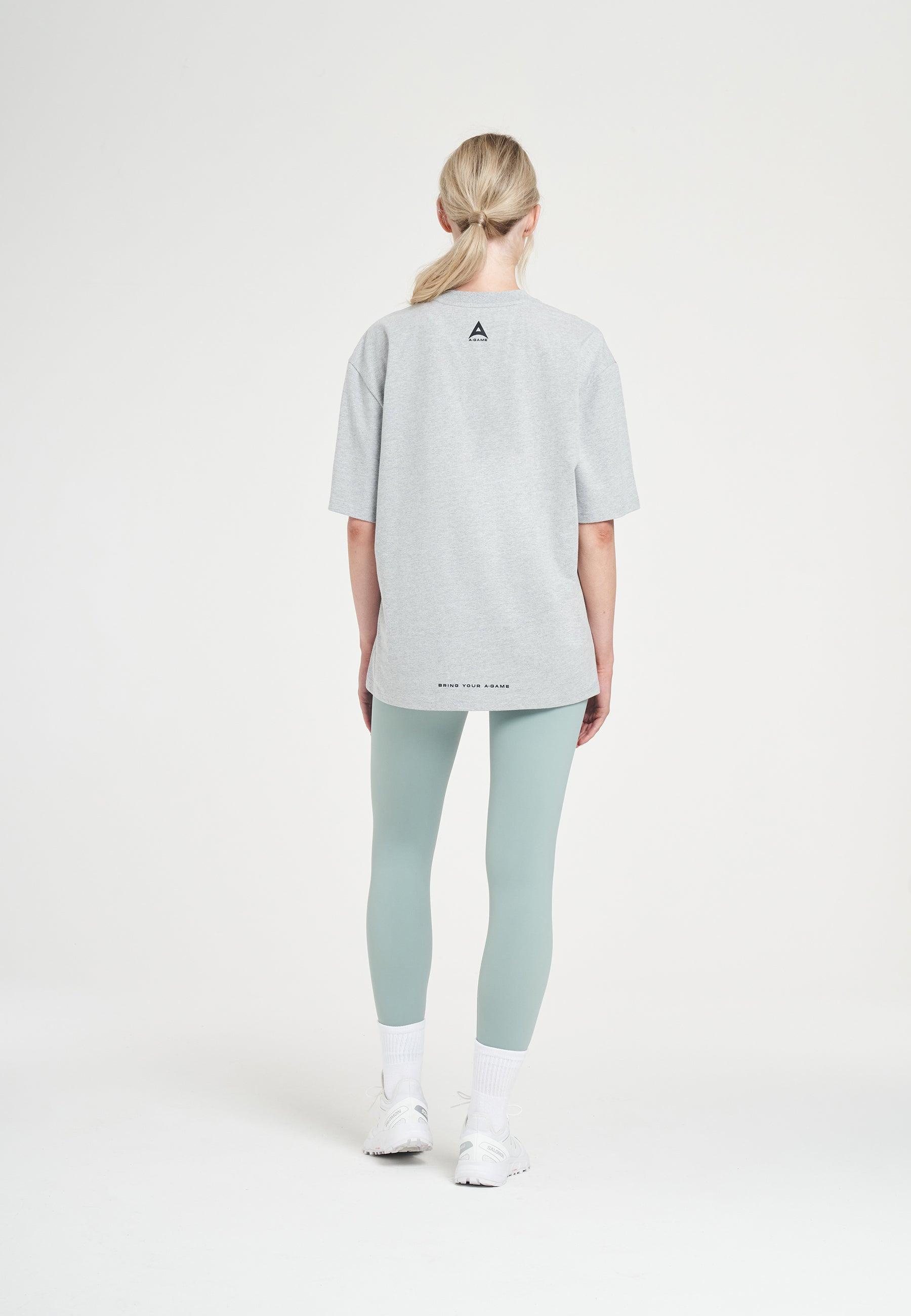 T-shirt rilassata con logo in ciniglia da donna A-Game - Grigio Marl