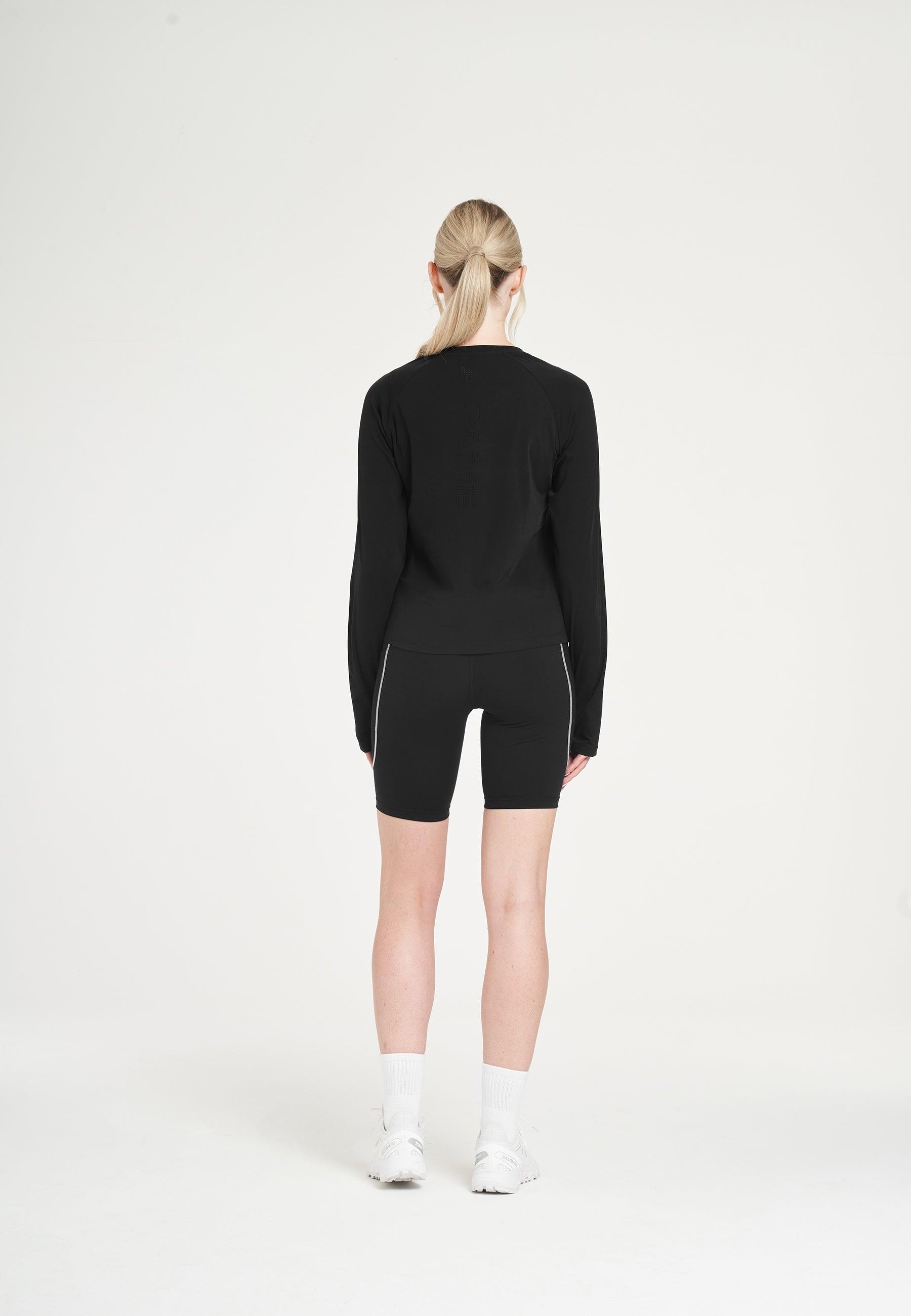 Top da allenamento aderente a maniche lunghe A-Game da donna - Nero