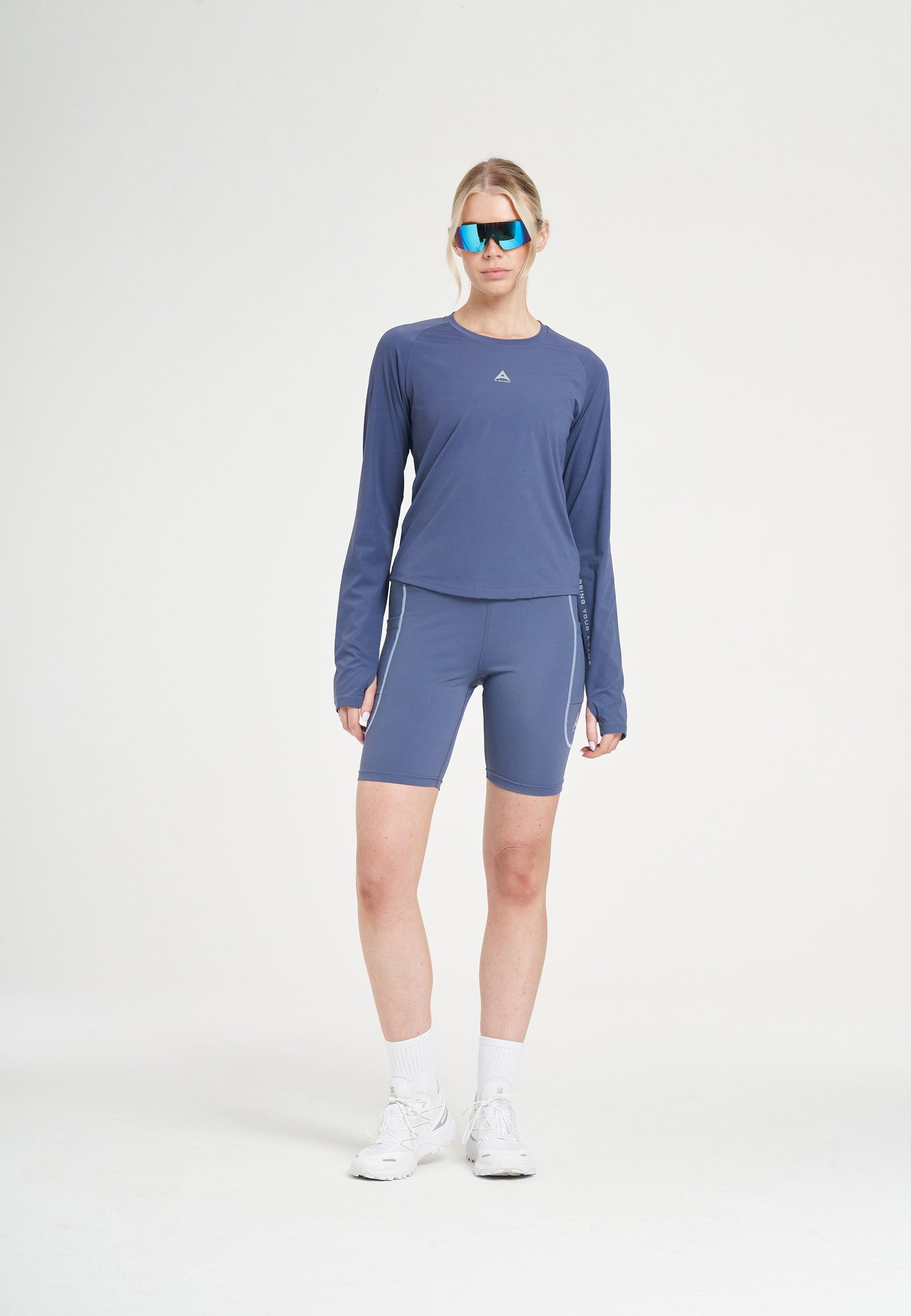 Top da allenamento aderente a maniche lunghe A-Game da donna - Blu