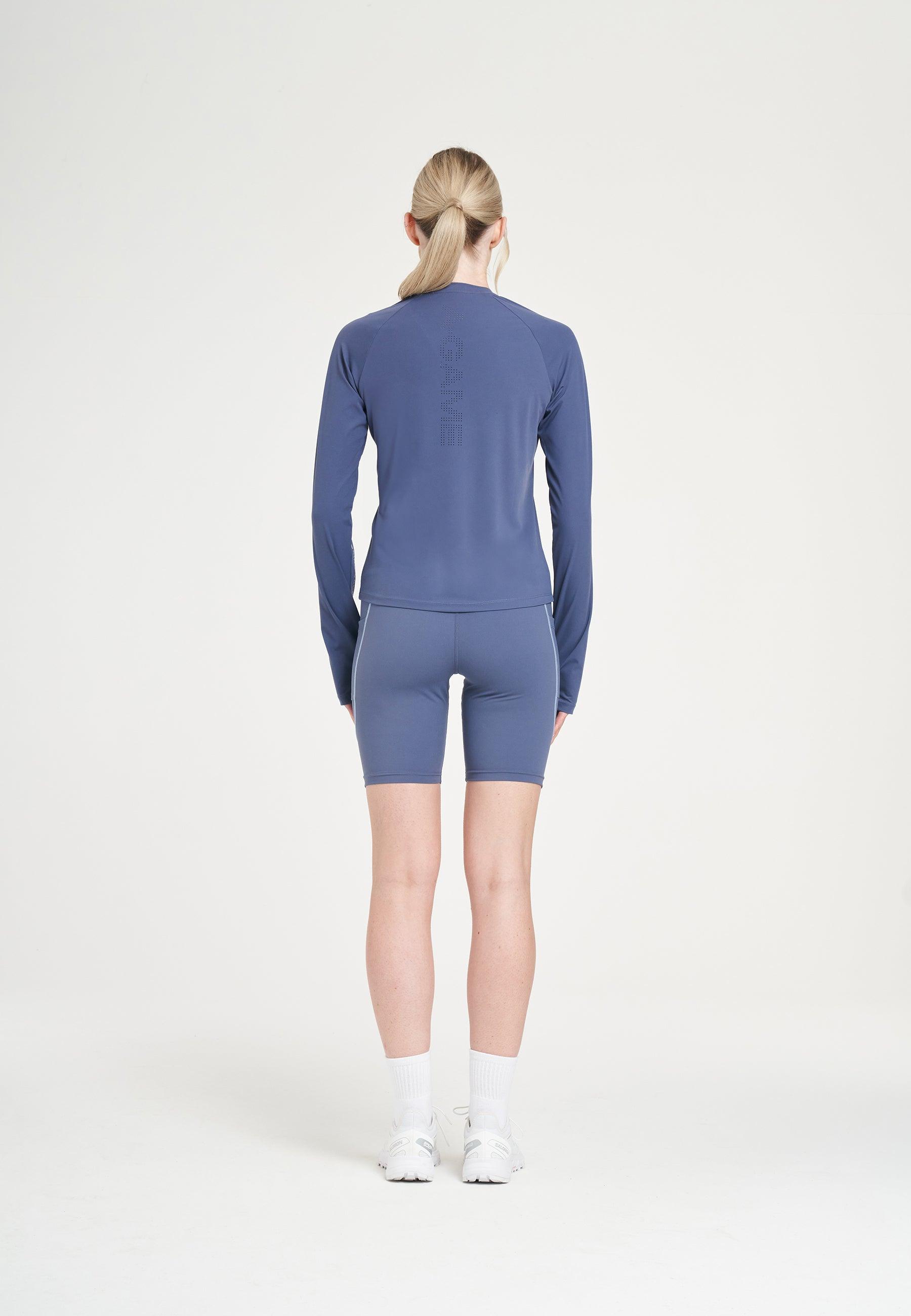 Top da allenamento aderente a maniche lunghe A-Game da donna - Blu
