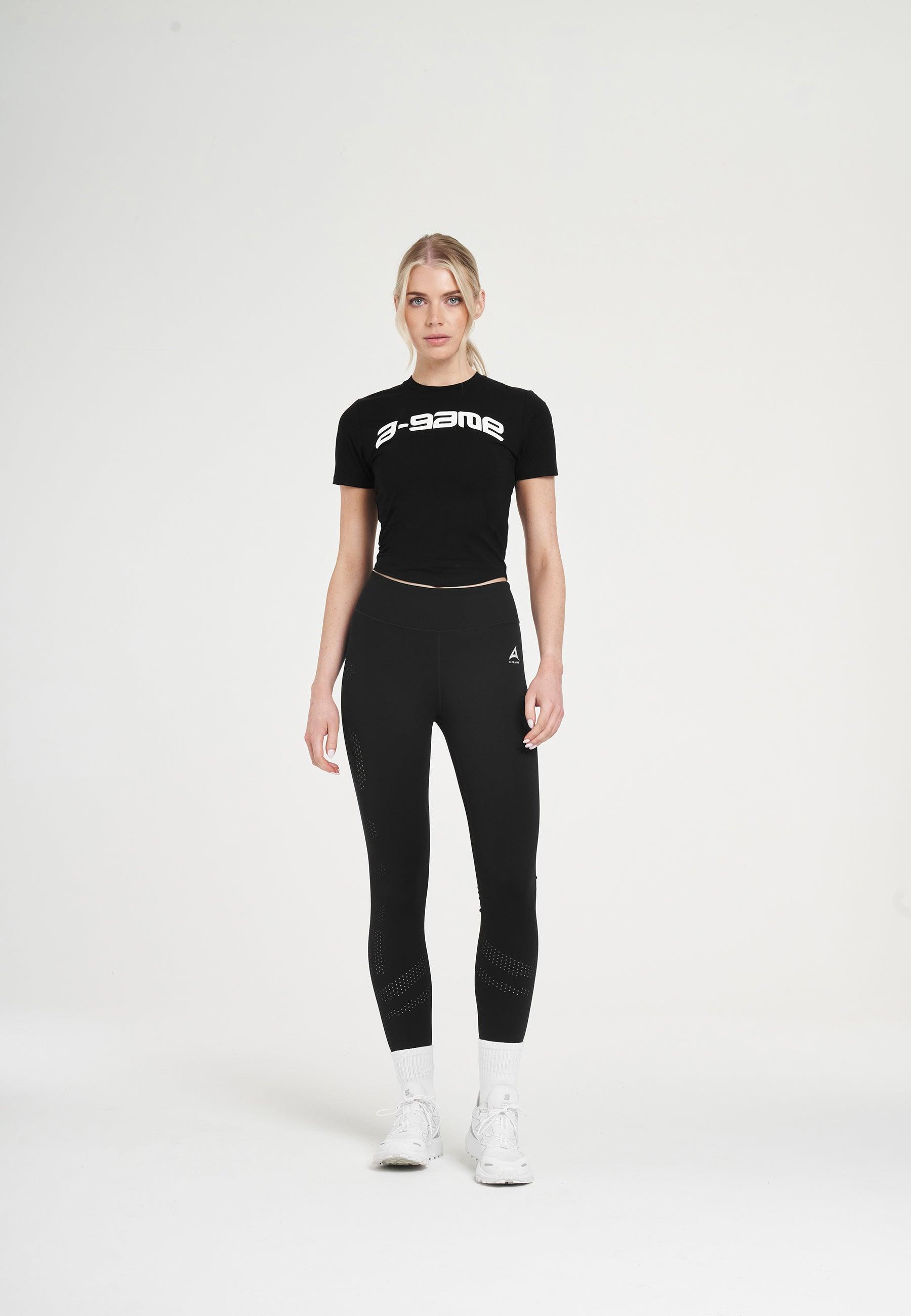 Leggings da allenamento a vita alta A-Game da donna - Neri