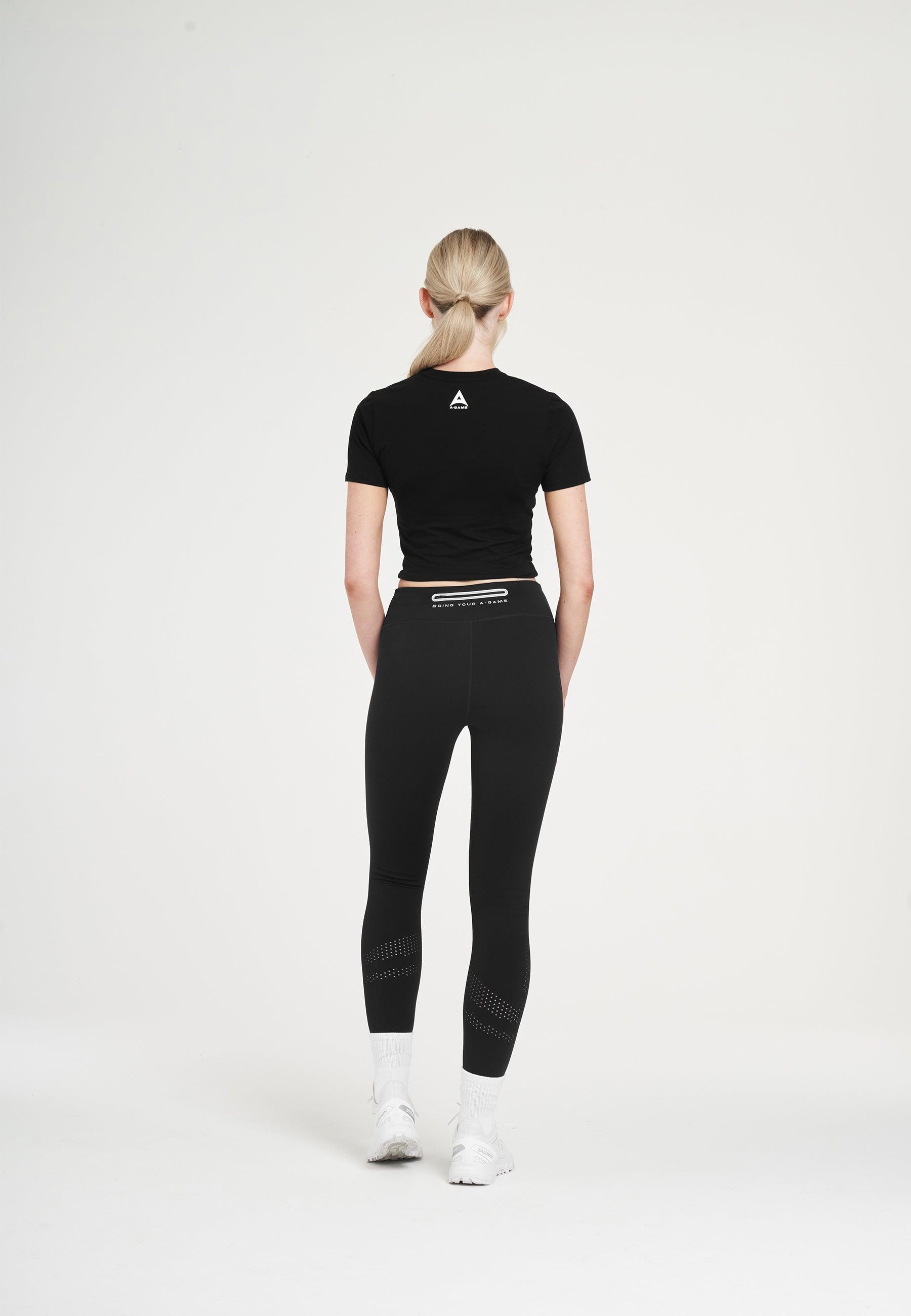 Leggings da allenamento a vita alta A-Game da donna - Neri