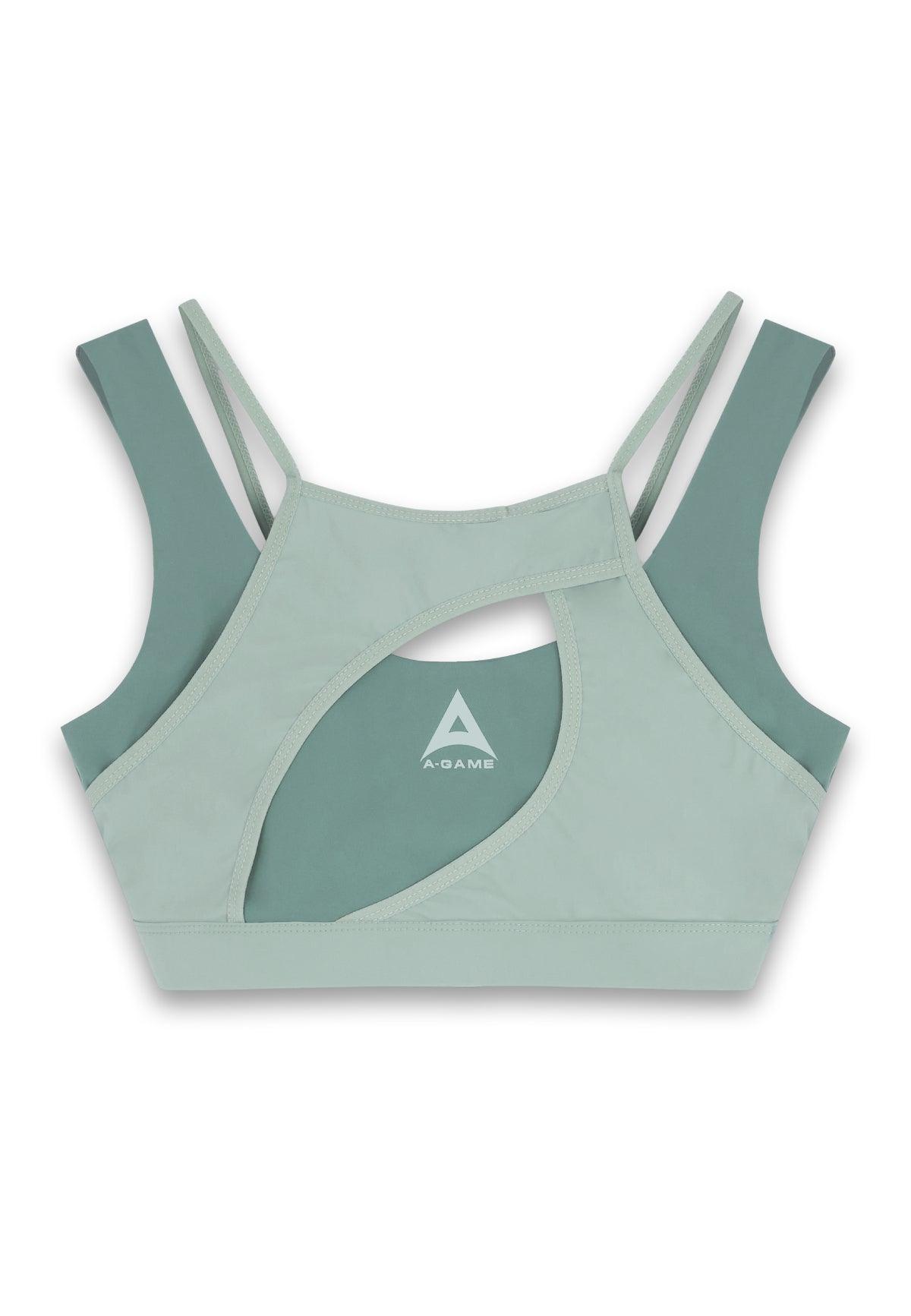 SOUTIEN-GORGE DE SPORT SUPERPOSÉ A-GAME POUR FEMME - VERT MENTHE/VERT FONCÉ