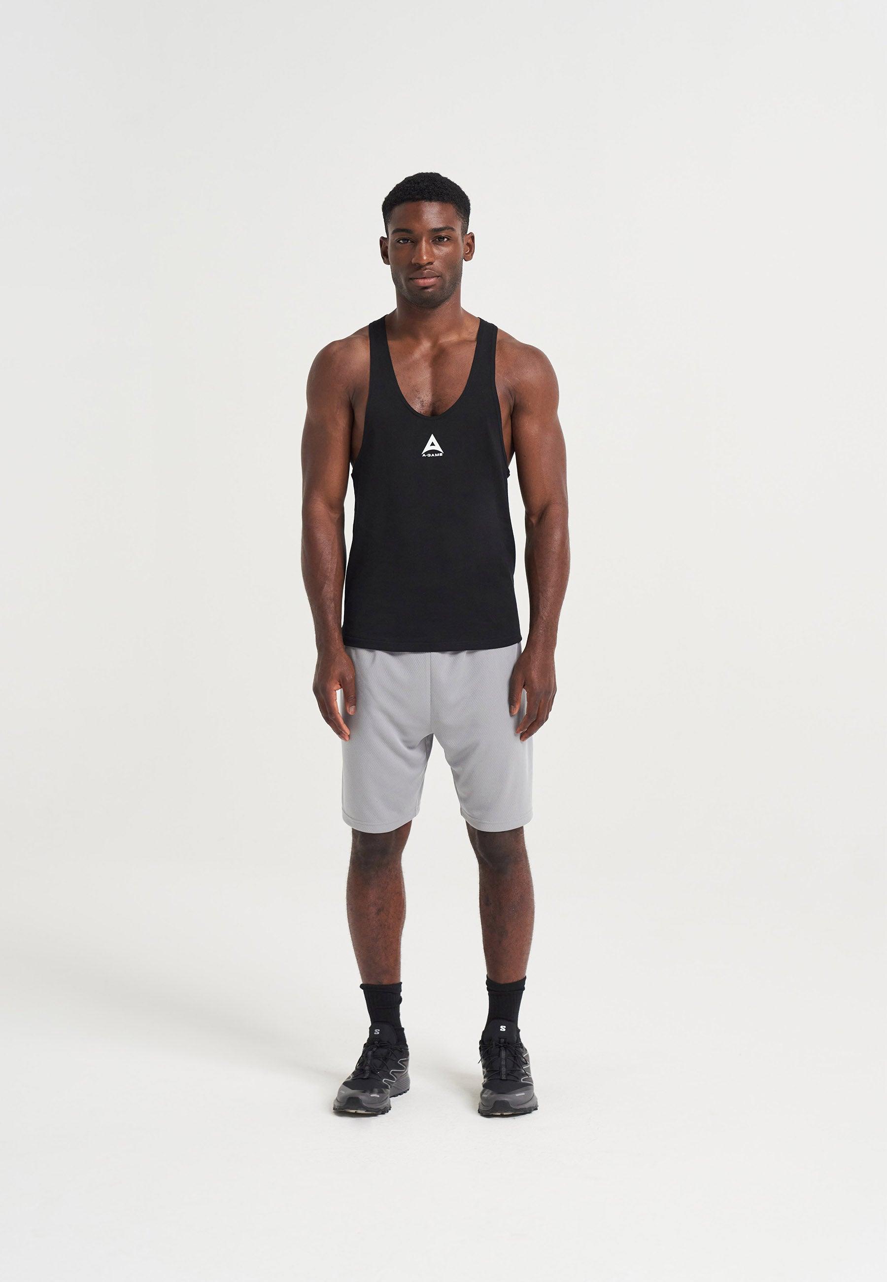 MENS A-GAME LOGO BASKETBALL SHORTS - STEEL GREY