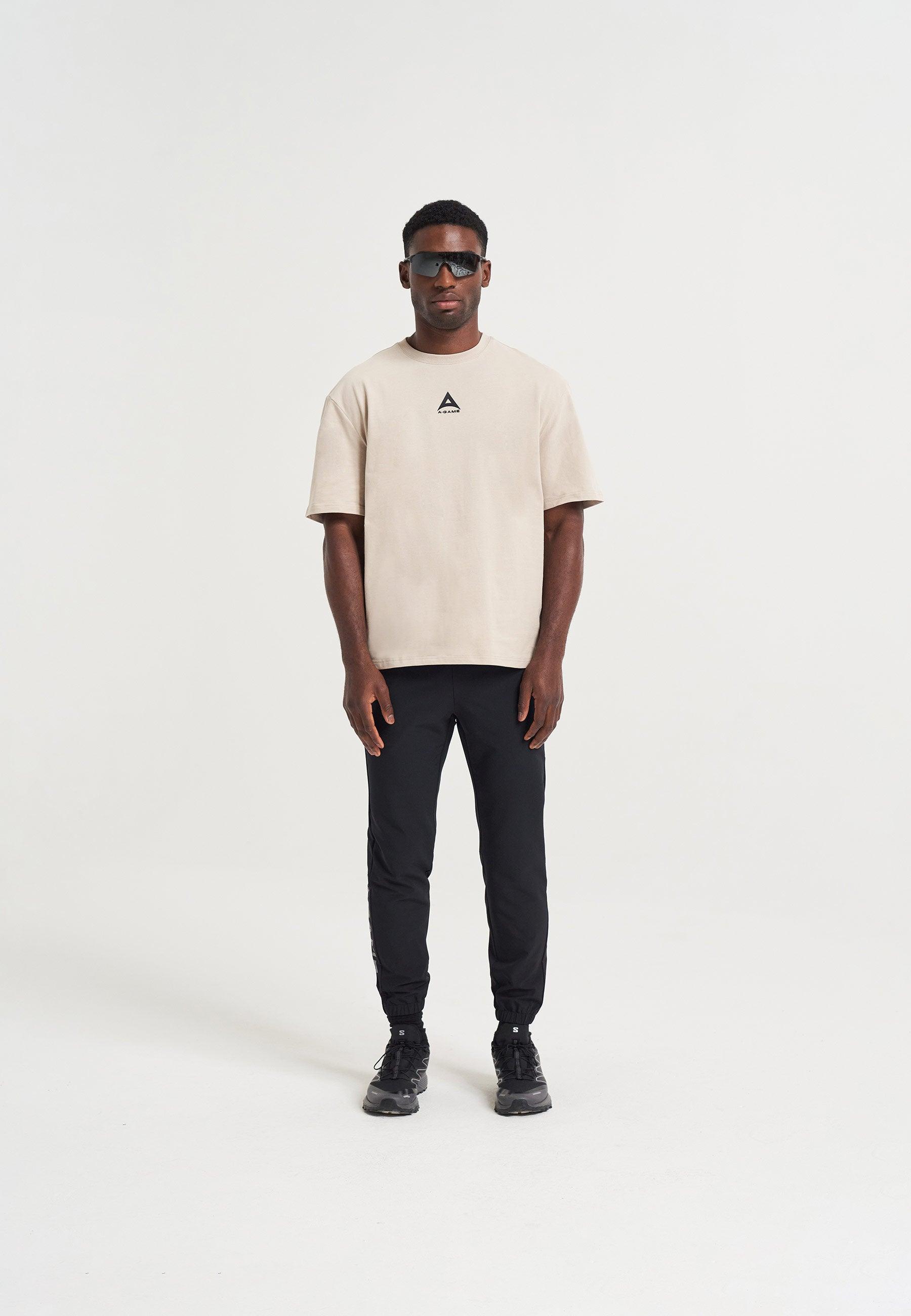 MENS A-GAME LOGO GRAPHIC RELAXED T-SHIRT - BEIGE
