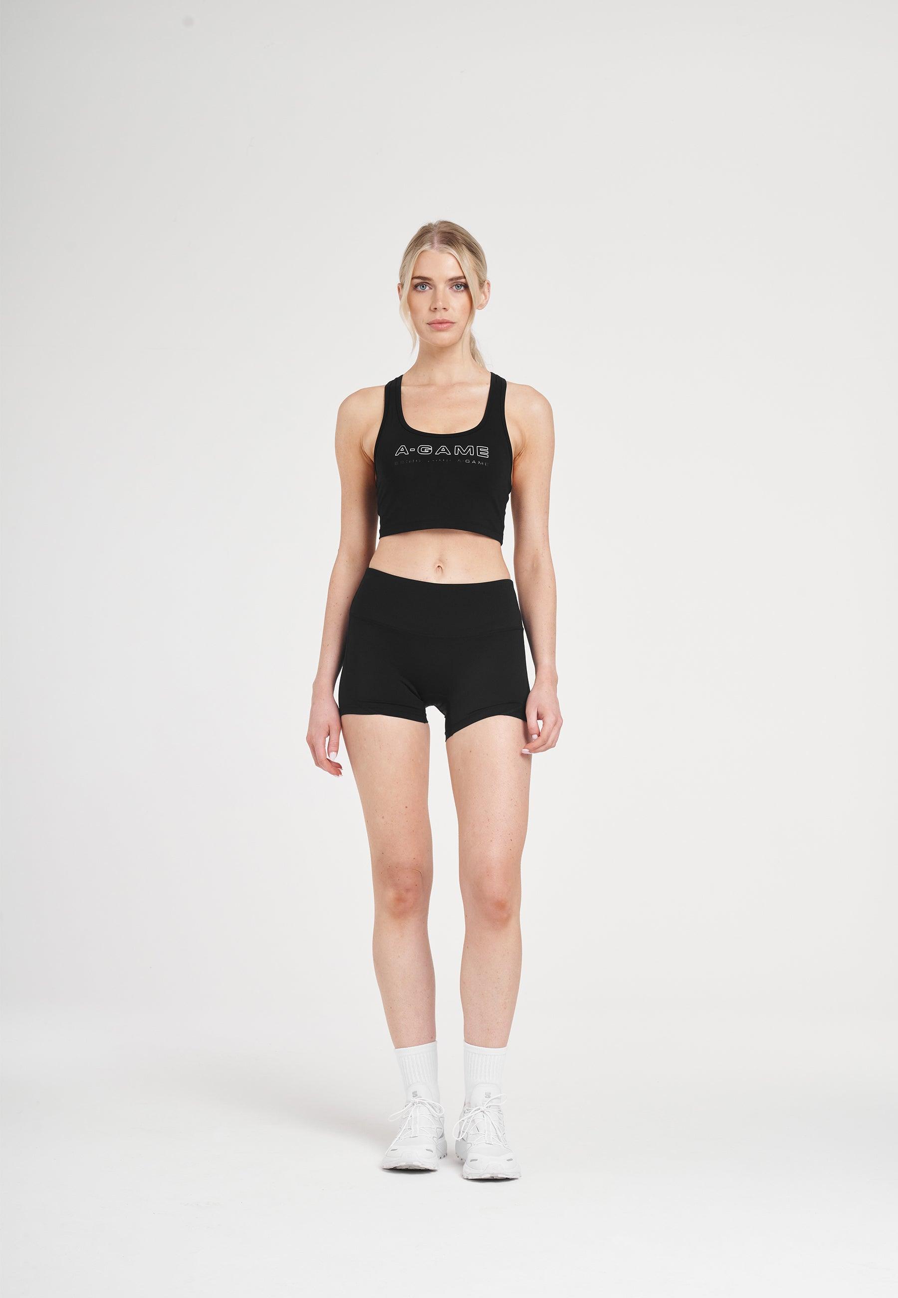 Mini pantaloncini da allenamento con logo A-Game da donna - neri