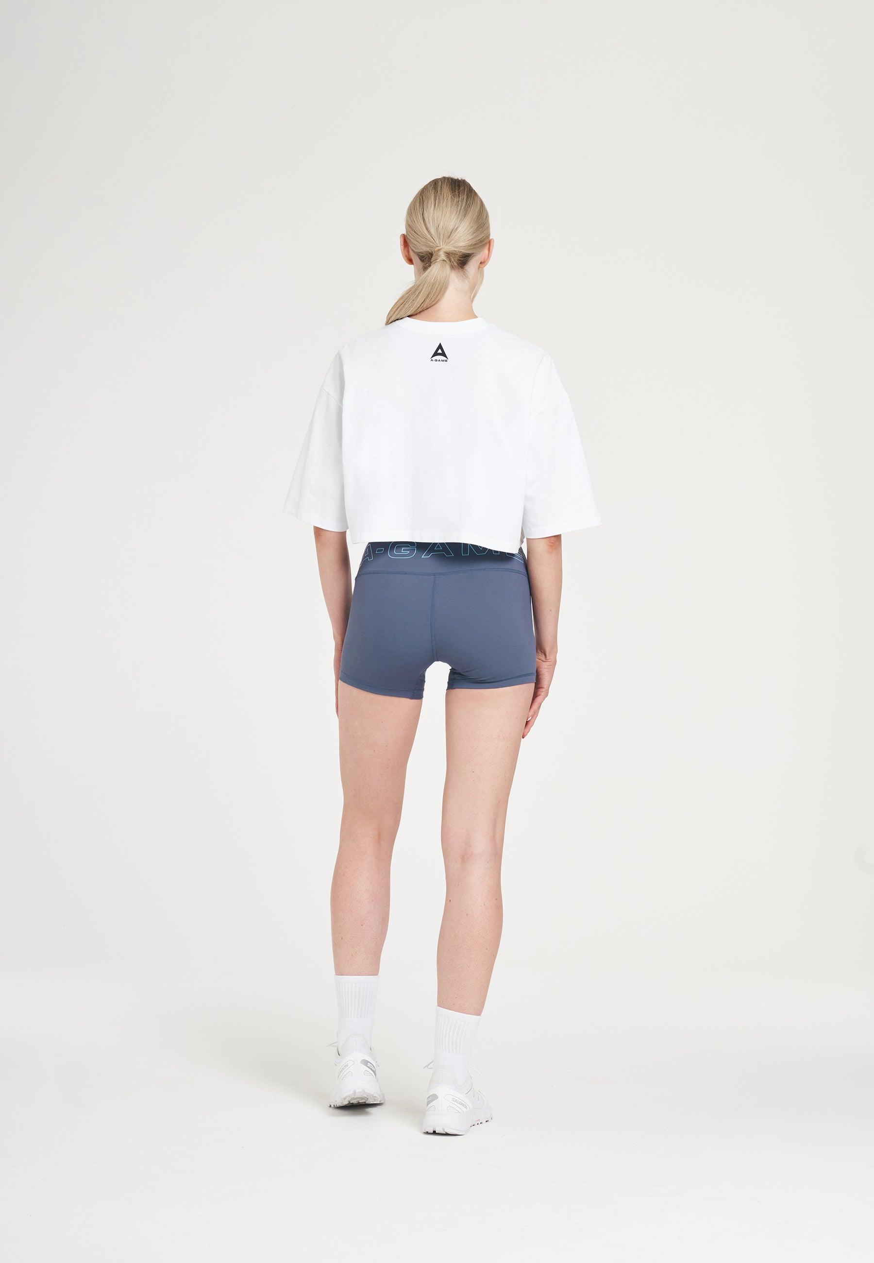 MINI SHORT D'ENTRAÎNEMENT AVEC LOGO A-GAME POUR FEMME - BLEU