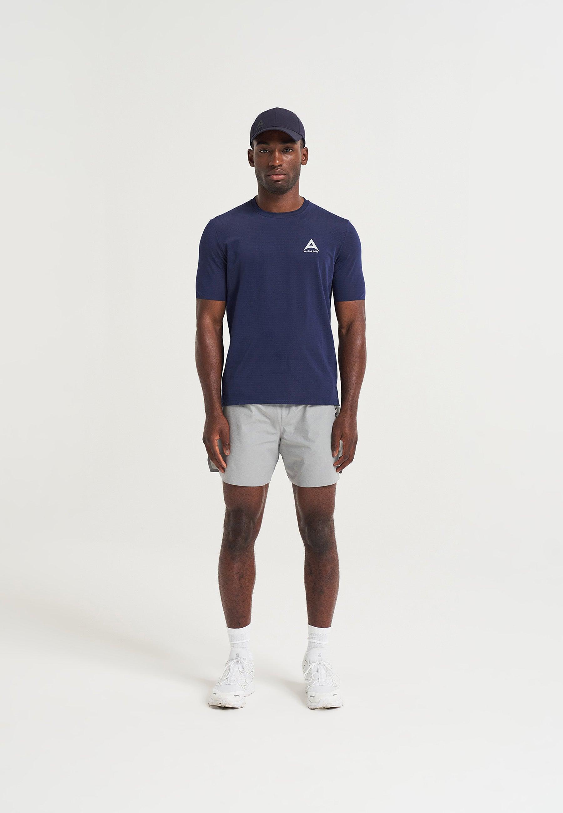 T-SHIRT D'ENTRAÎNEMENT À PANNEAUX A-GAME POUR HOMMES - MARINE