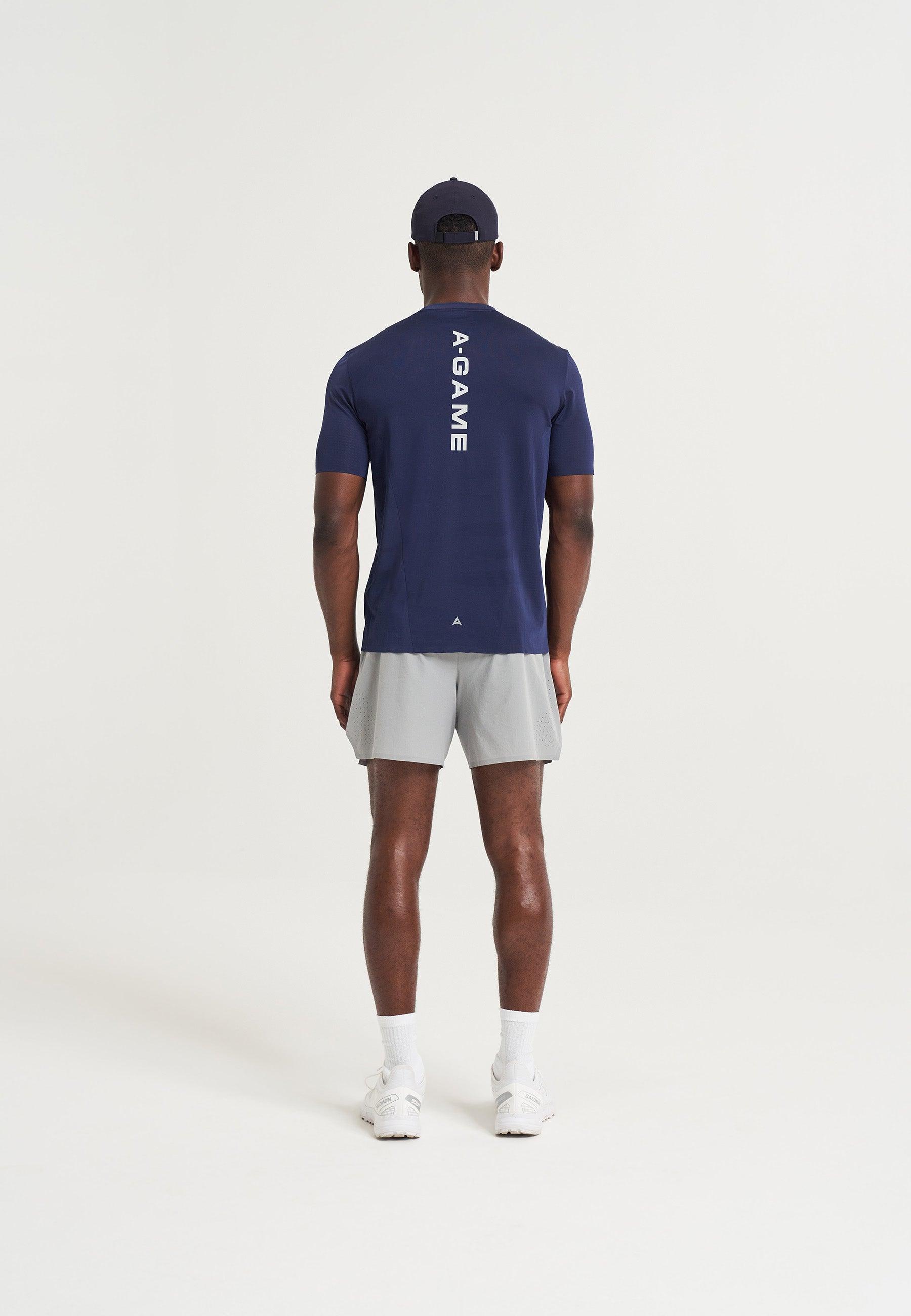 T-SHIRT D'ENTRAÎNEMENT À PANNEAUX A-GAME POUR HOMMES - MARINE