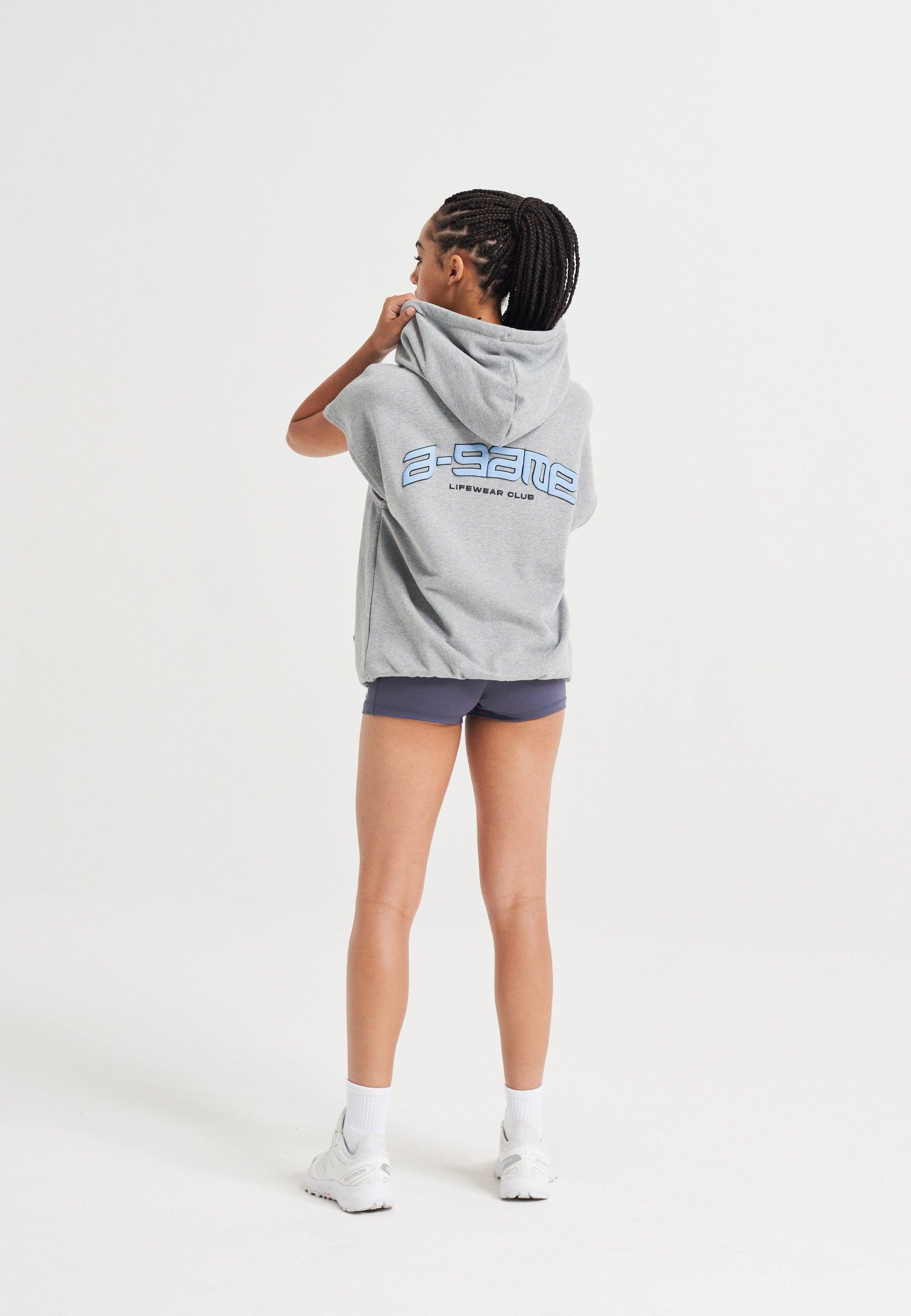 SWEAT À CAPUCHE COURT SANS MANCHES A-GAME ROTATE LOGO POUR FEMME - GRIS CHINE