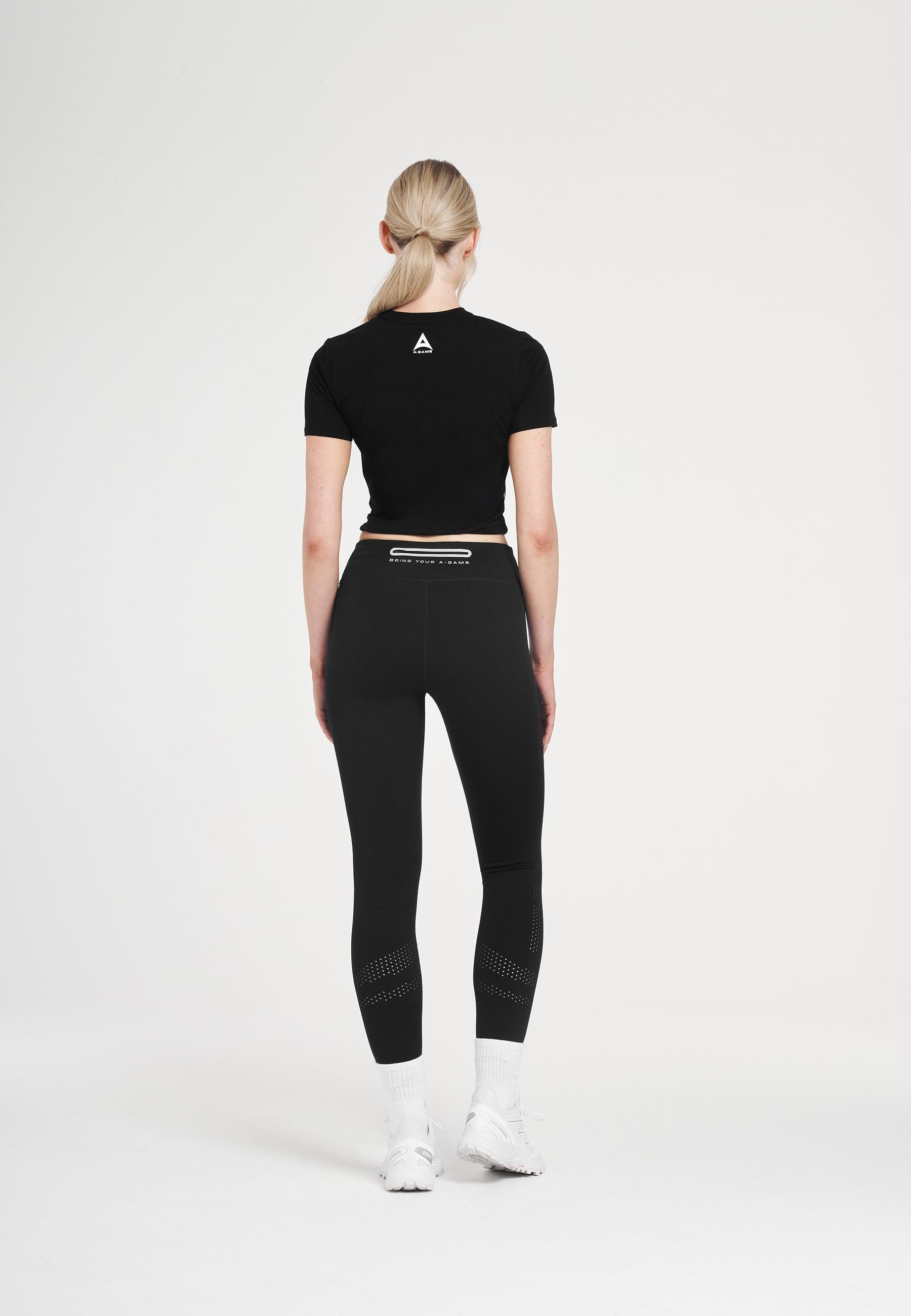 T-shirt aderente con logo A-Game Rotate da donna - Nera