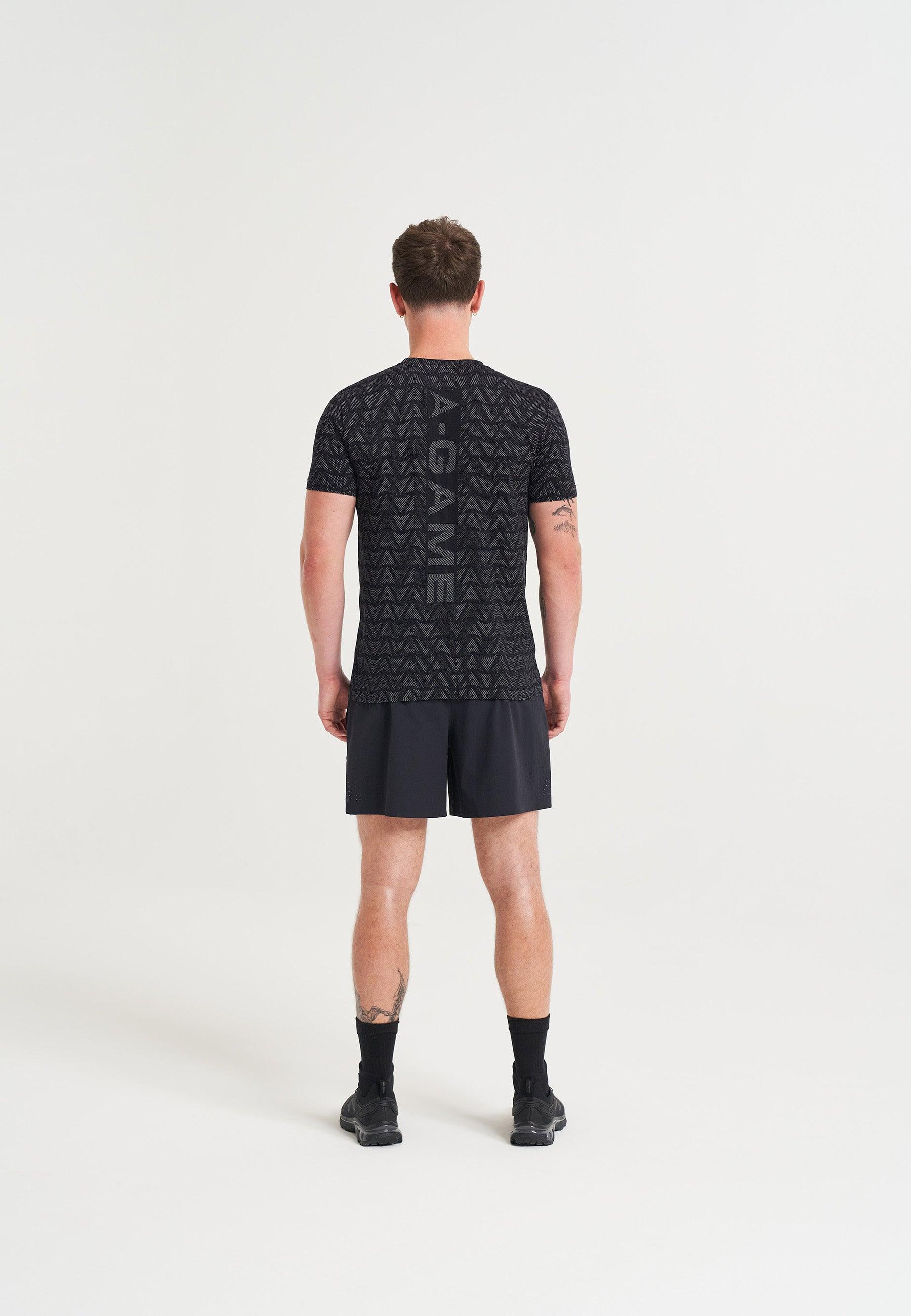 T-SHIRT AVEC LOGO D'ENTRAÎNEMENT SANS COUTURE A-GAME POUR HOMMES - NOIR
