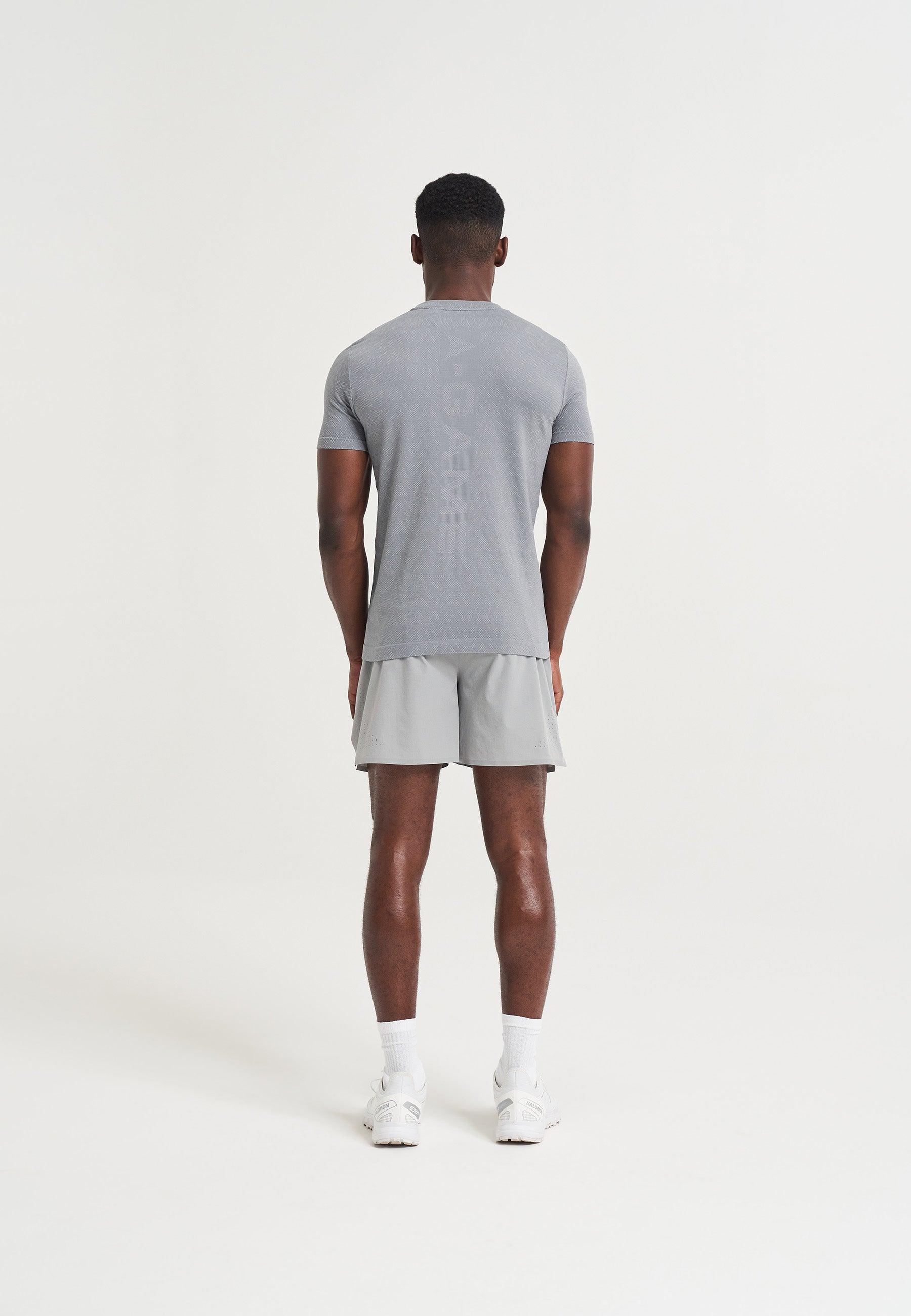 T-SHIRT AVEC LOGO D'ENTRAÎNEMENT SANS COUTURE A-GAME POUR HOMMES - GRIS ACIER