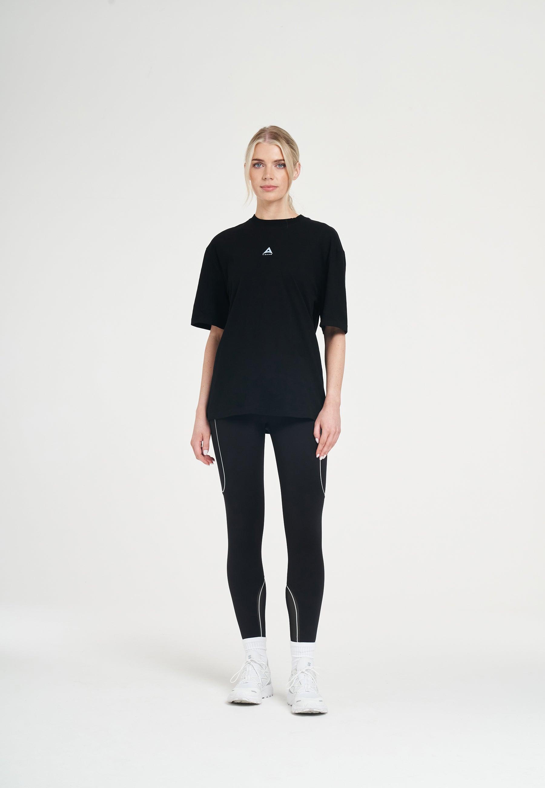 T-shirt rilassata con grafica A-Game Star da donna - Nera