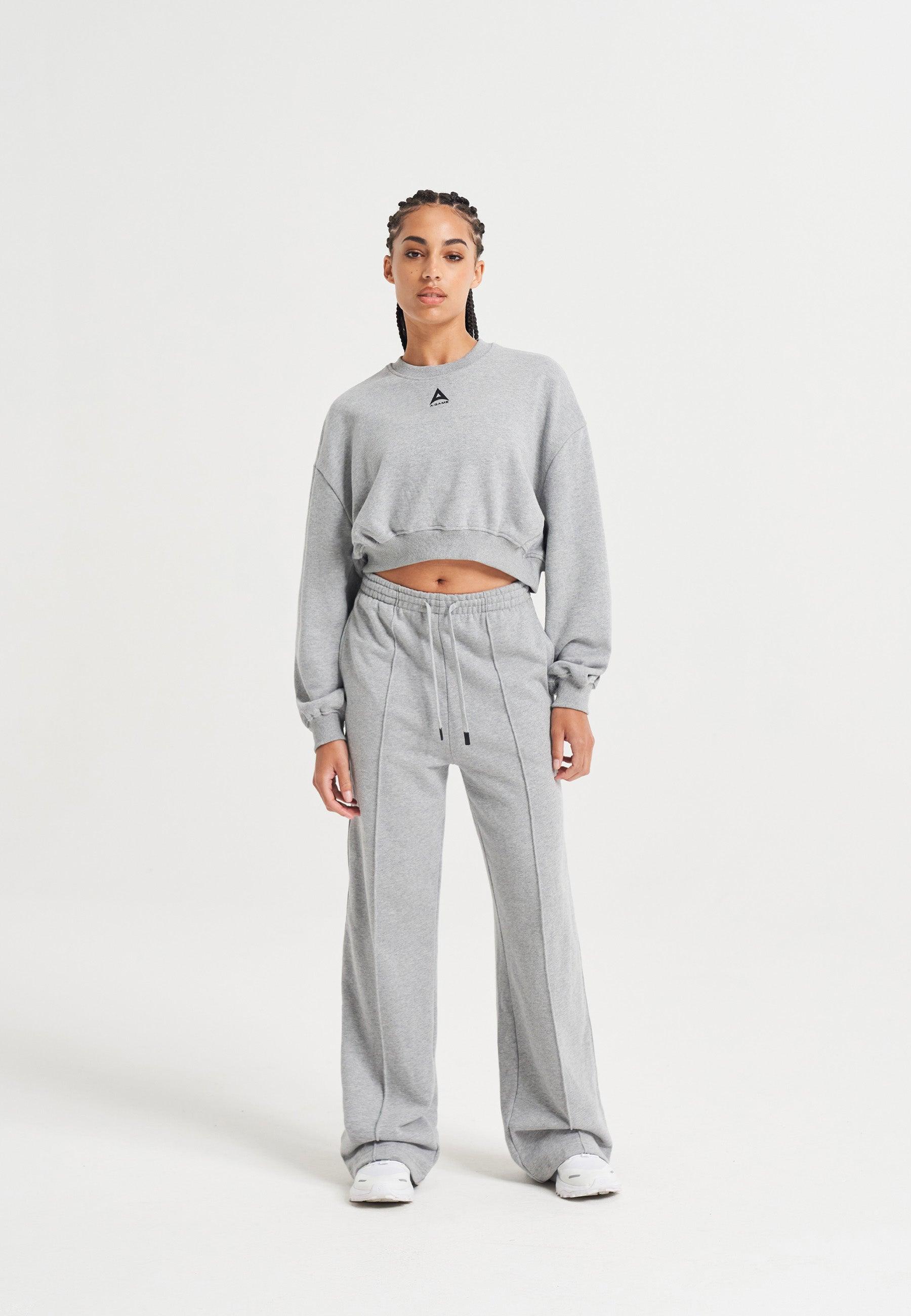 Pantaloni della tuta a gamba dritta con fettuccia A-Game da donna - Grigio Marl