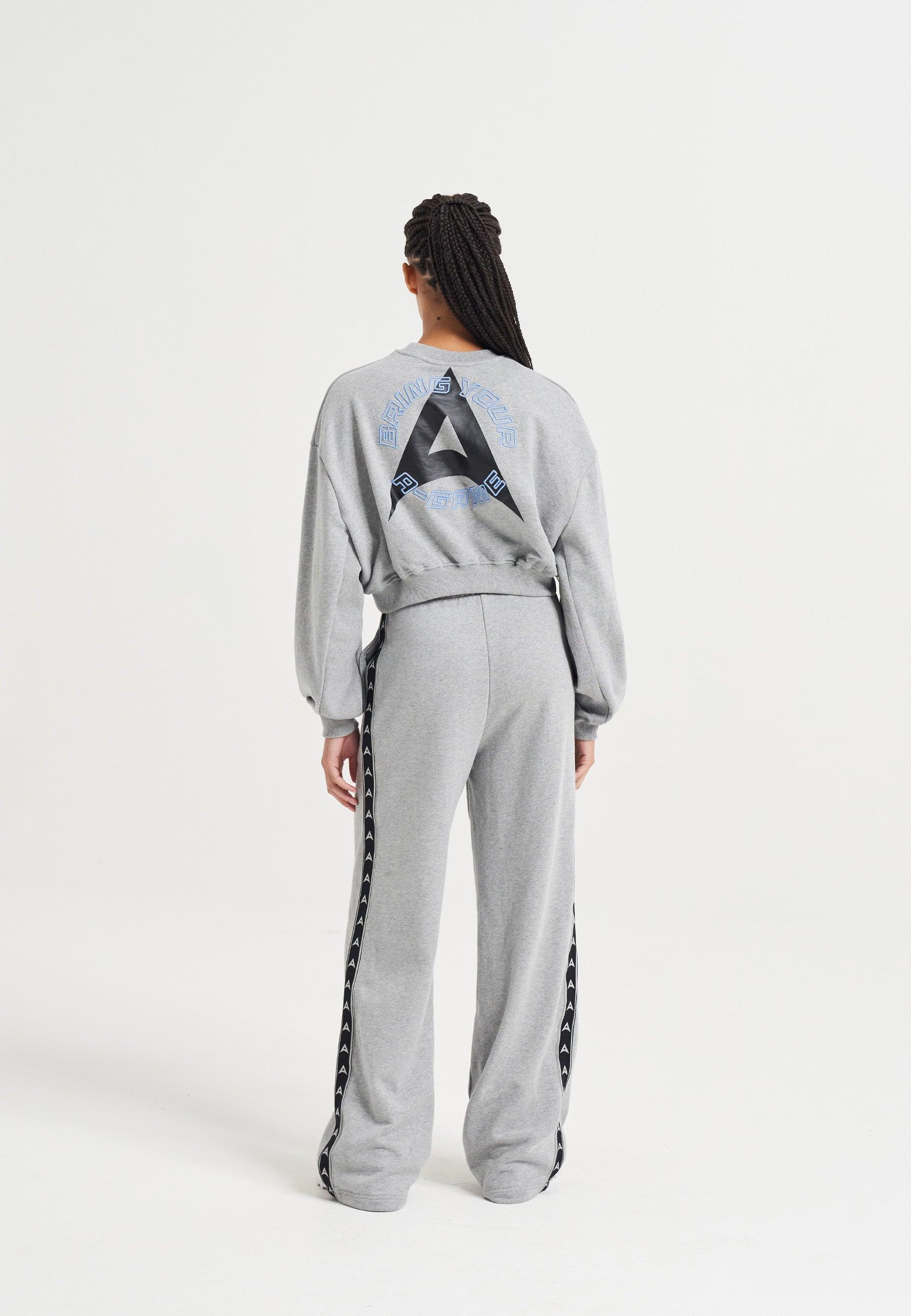 Pantaloni della tuta a gamba dritta con fettuccia A-Game da donna - Grigio Marl