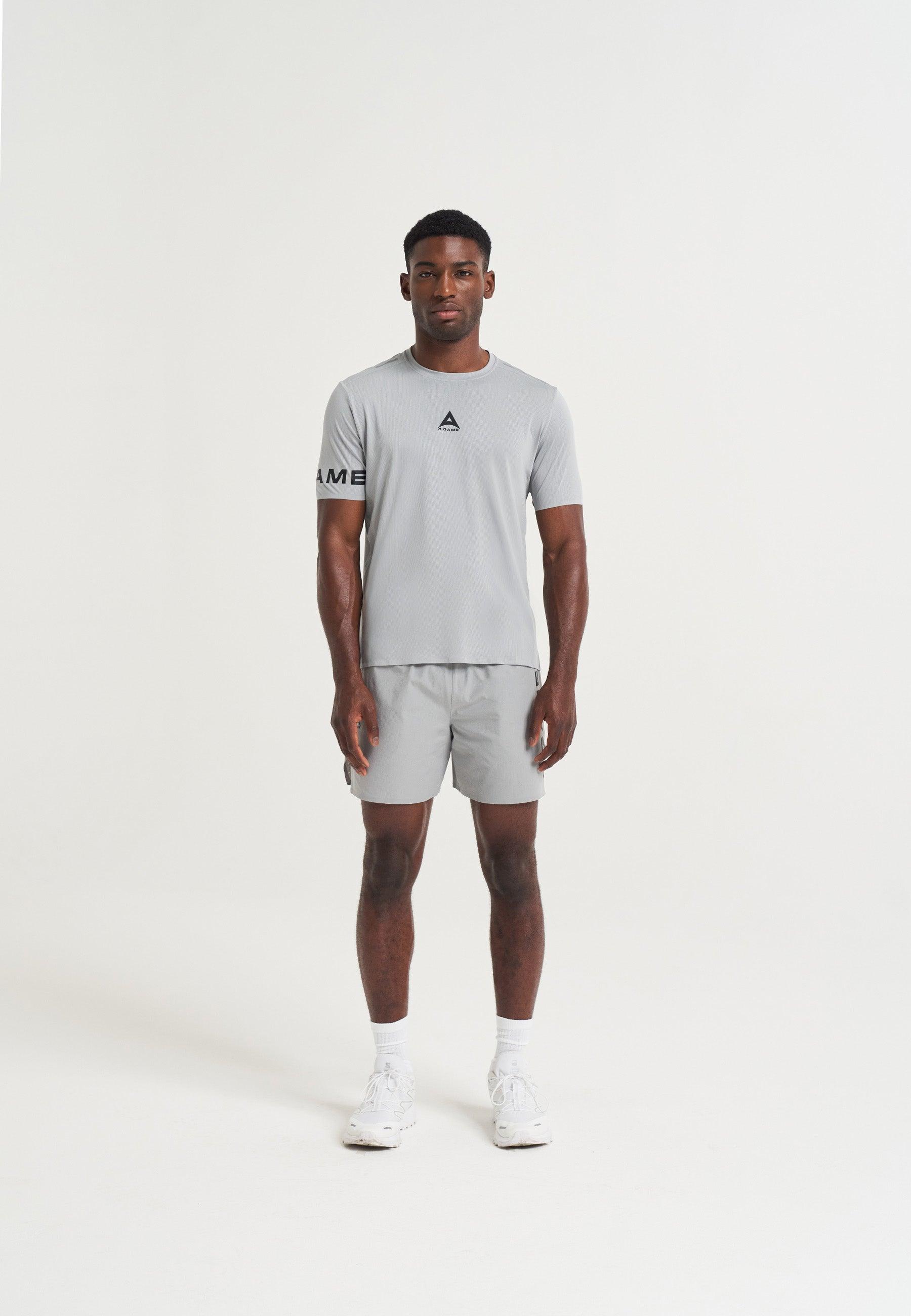 MENS A-GAME TRAINING SHORTS - STEEL GREY