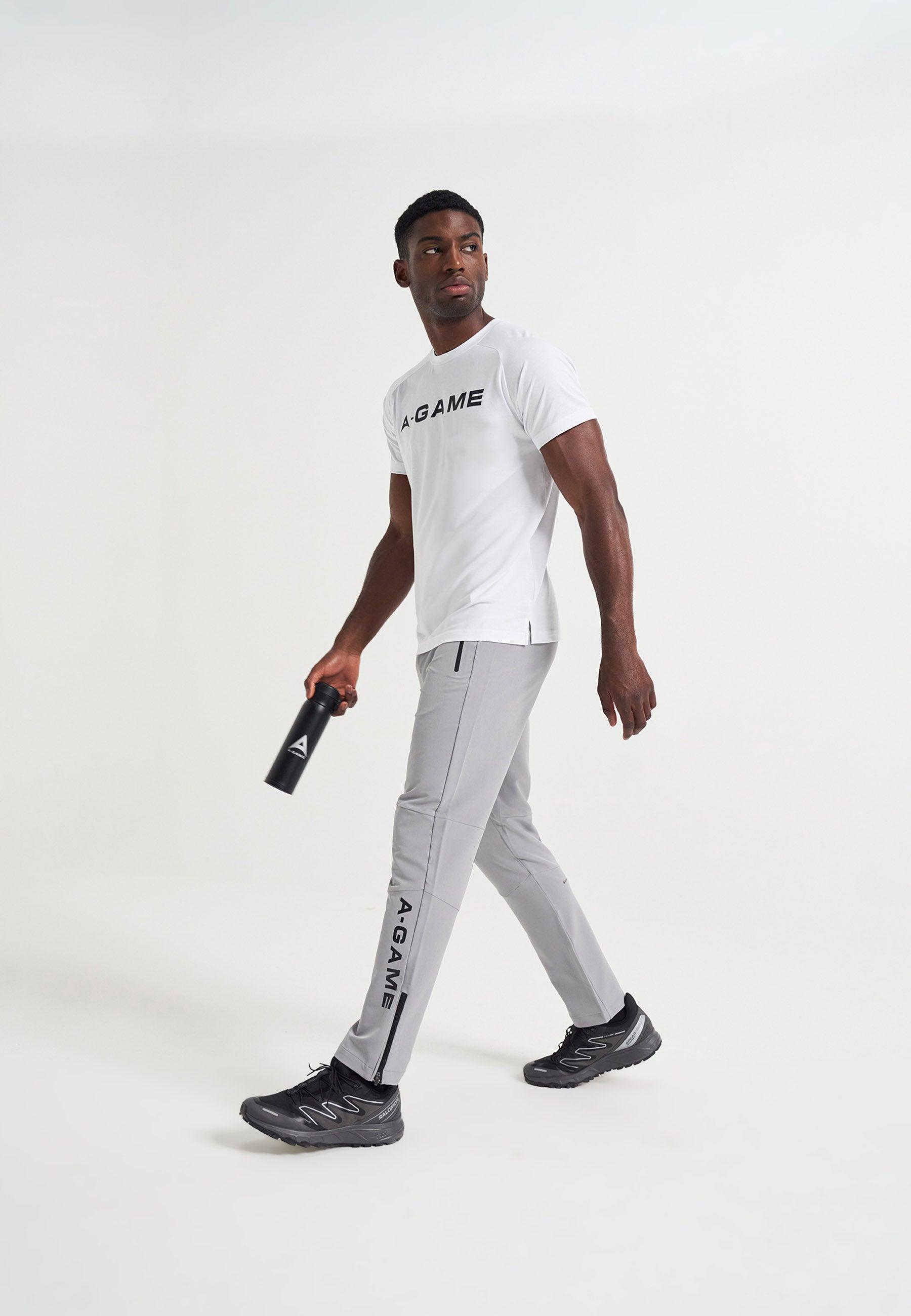 PANTALON ZIPPÉ D'ENTRAÎNEMENT A-GAME POUR HOMMES - GRIS ACIER