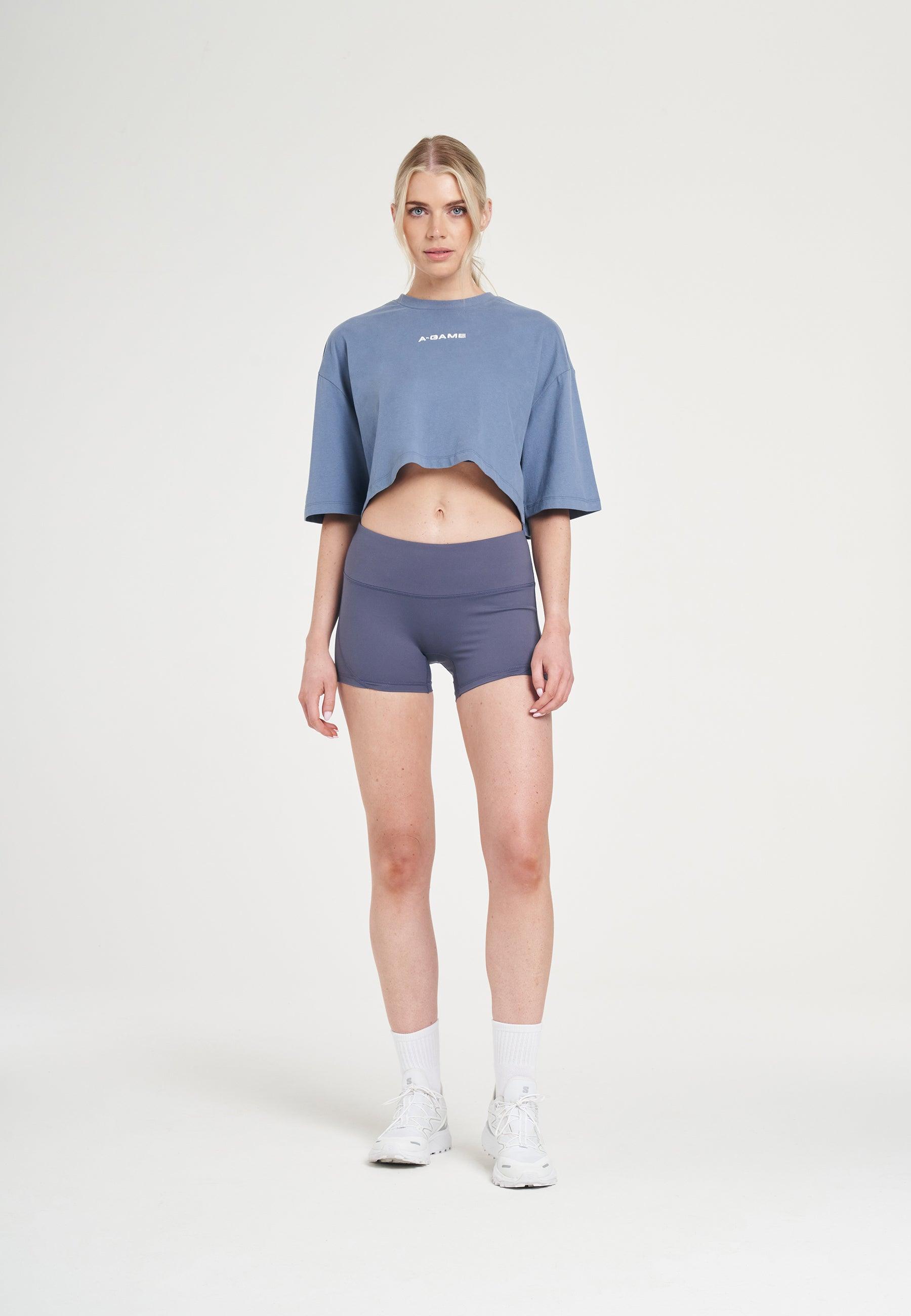 T-SHIRT COURT DÉCONTRACTÉ APPORTEZ VOTRE A-GAME POUR FEMMES - BLEU ÉLÉMENTAIRE