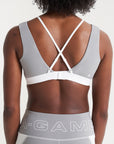 WOMENS A-GAME LAYERED SPORTS BRAS - WHITE/GREY